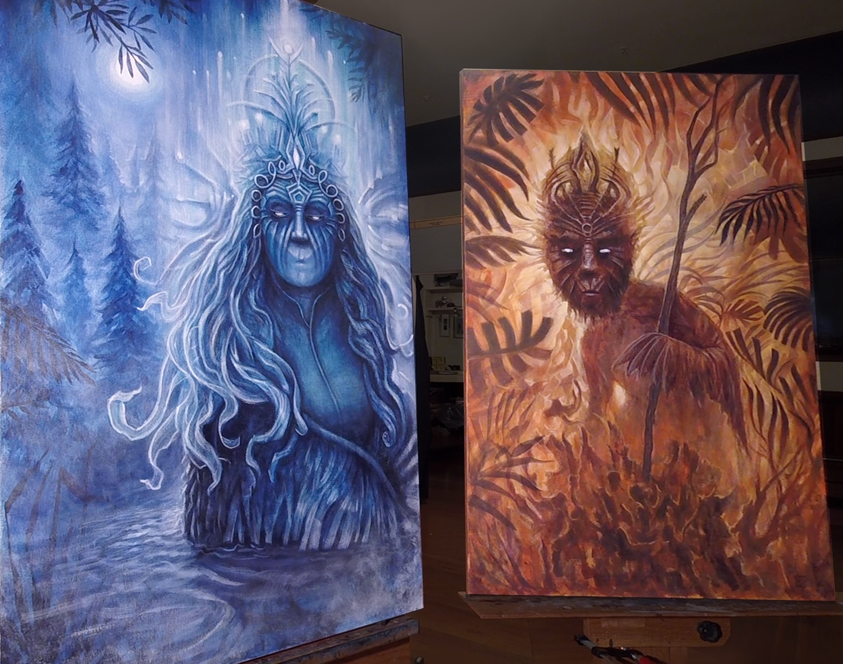 Water Spirit, Forest Spirit 24x36, acrylic on canvas