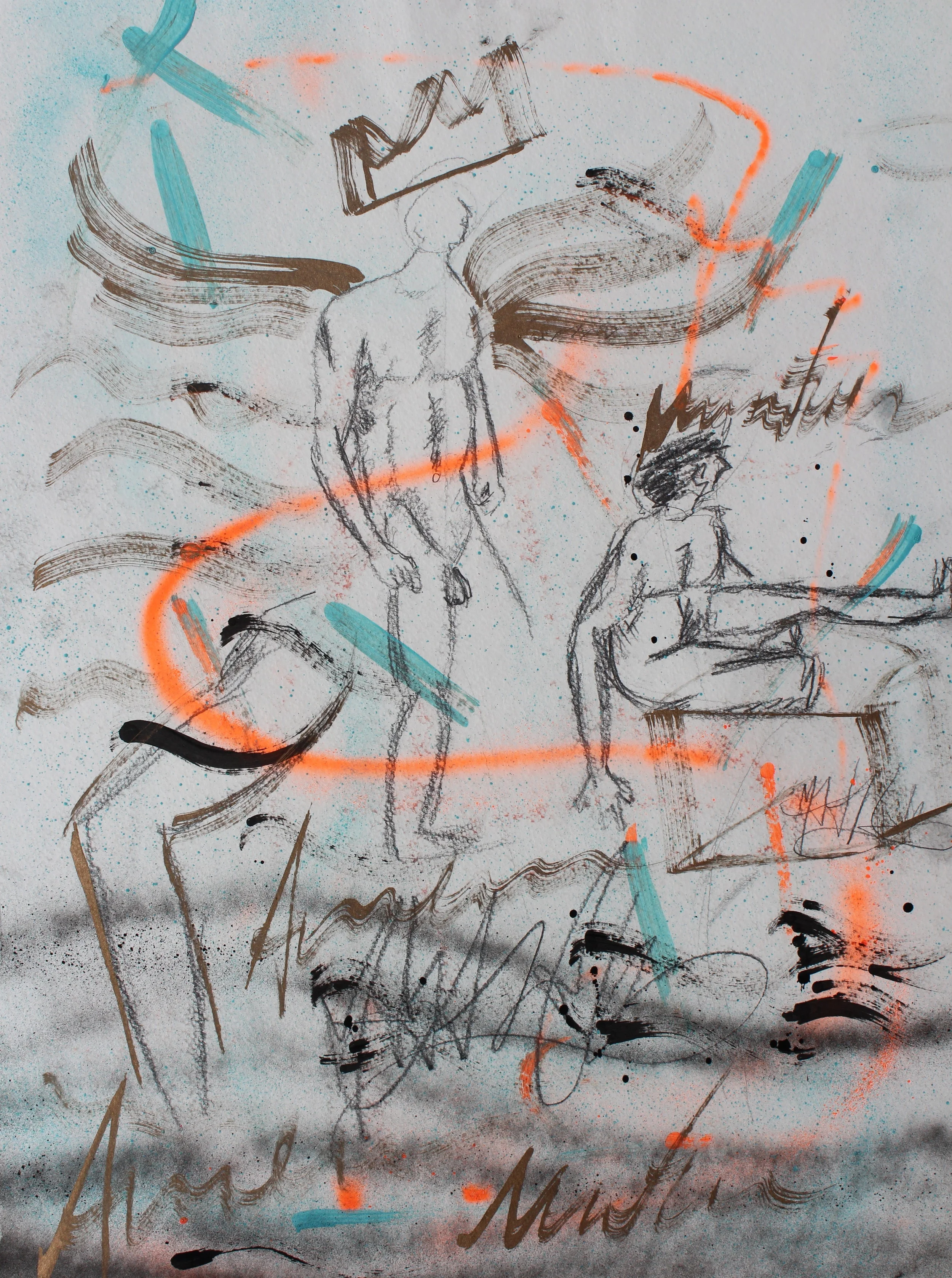 Gay, 2017, (Série Ultra Light Been), Carvão, óleo e spray sobre tela, 62 x 46 cm