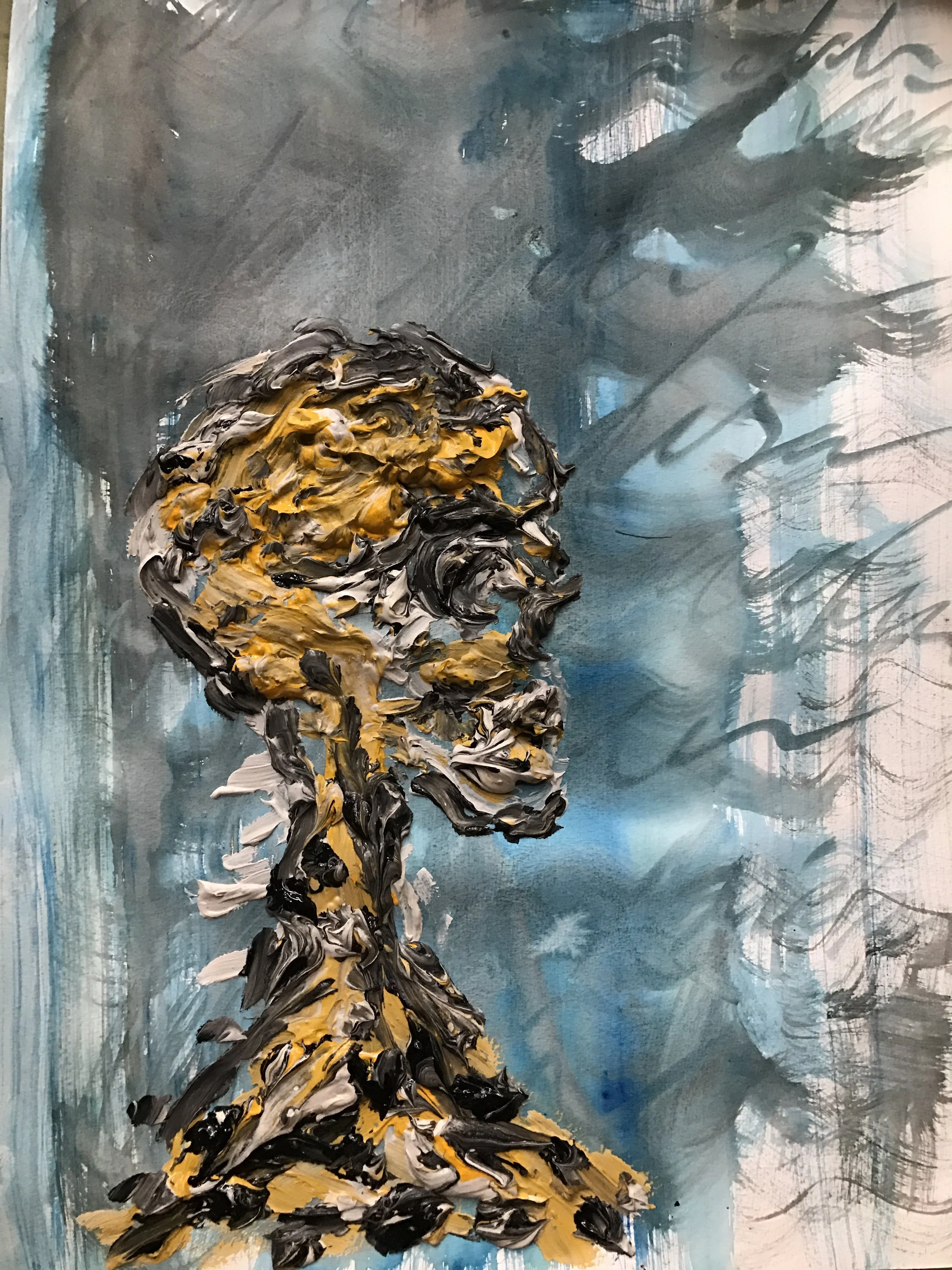 Ocean, 2017, (Série SELFSMOODS), Gesso e óleo sobre tela, 94 x 64 cm