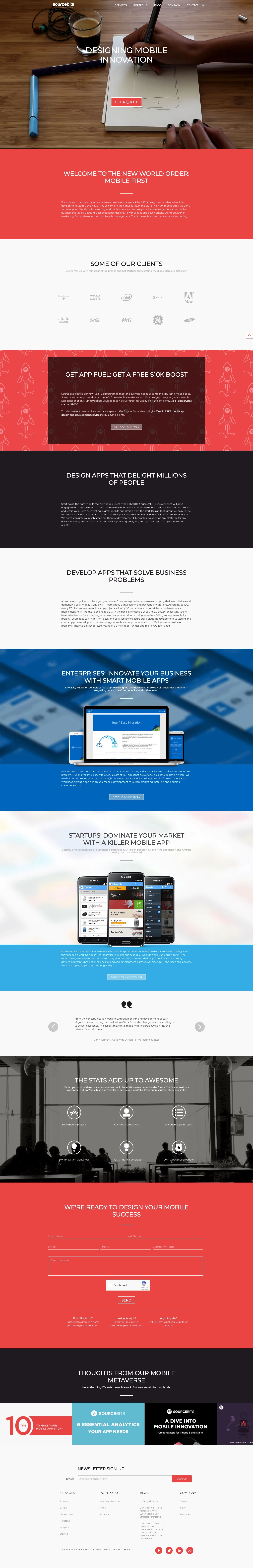 Sourcebits website as of 4/27/2018 Directed by me, designed by Phil Li