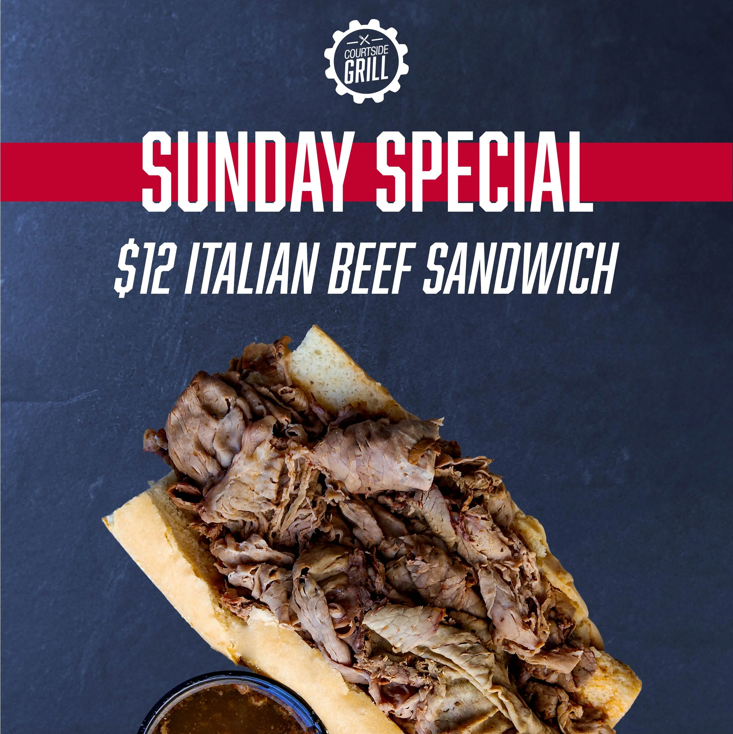 $12 Italian Beef Sandwich special at Courside Grill