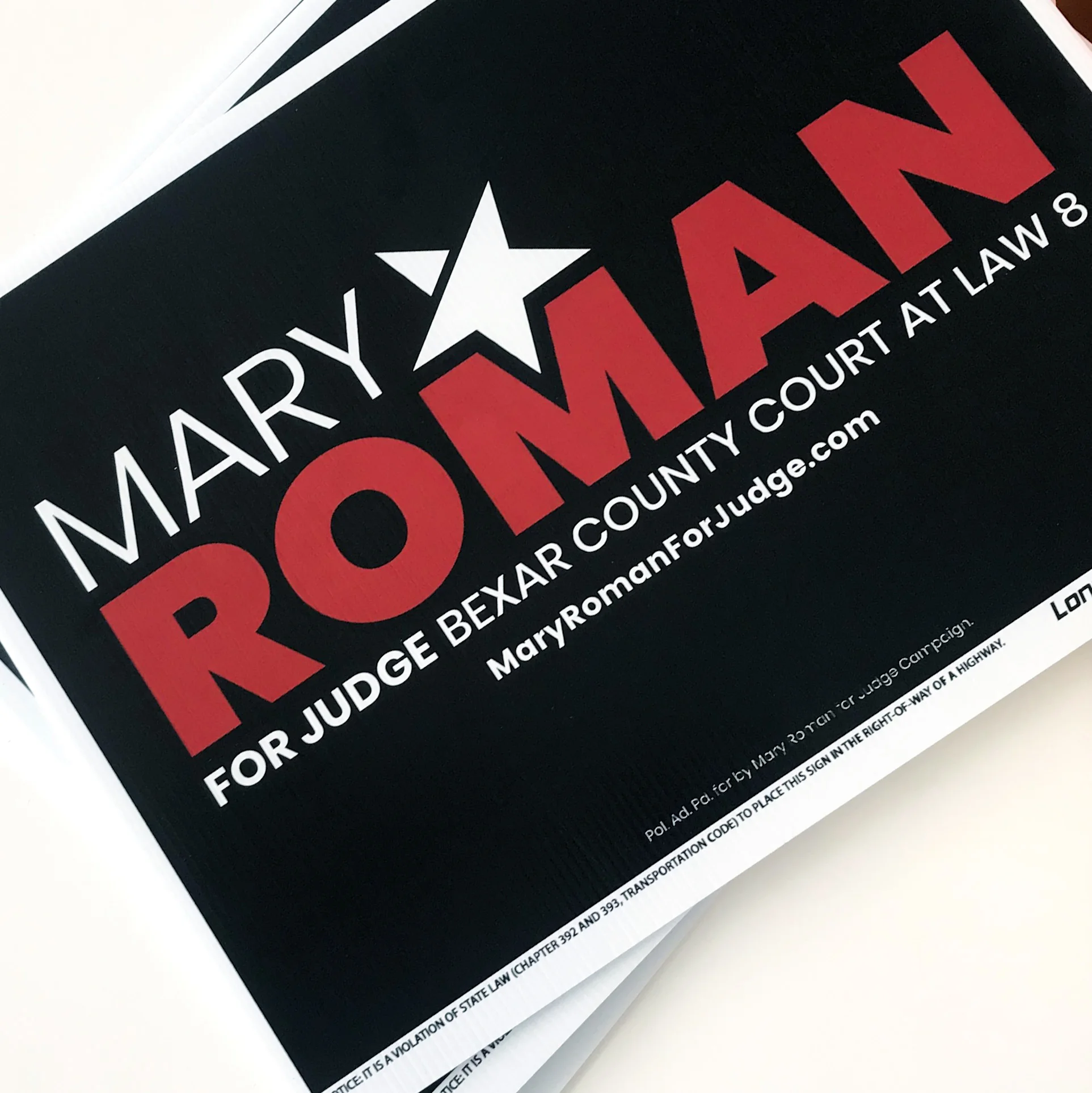Mary Roman Yard Sign