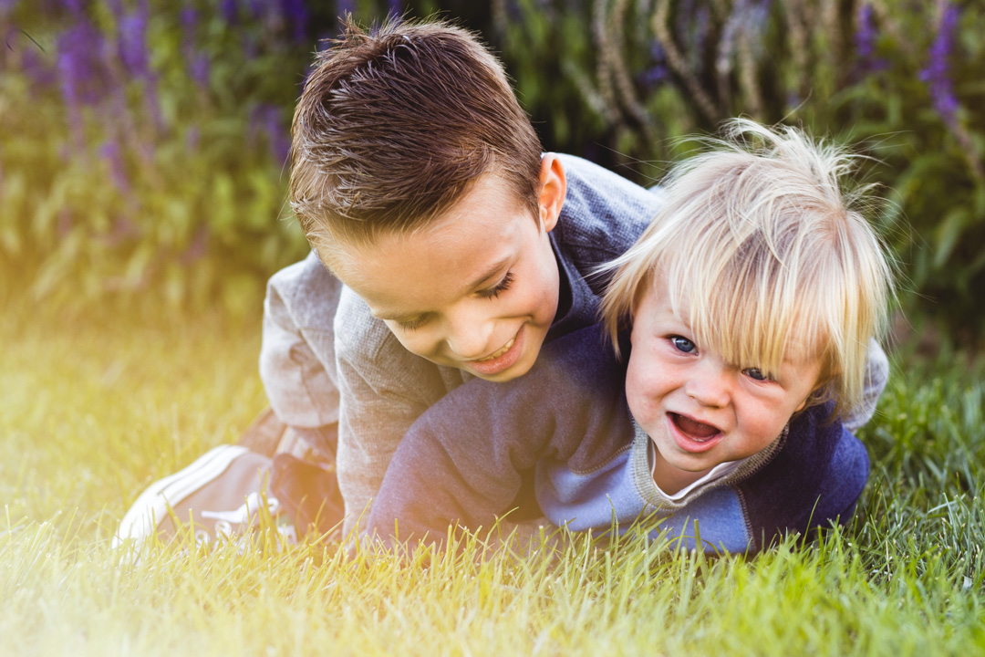 family photos, children playing in the grass