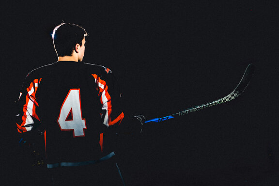 high school student hockey portrait