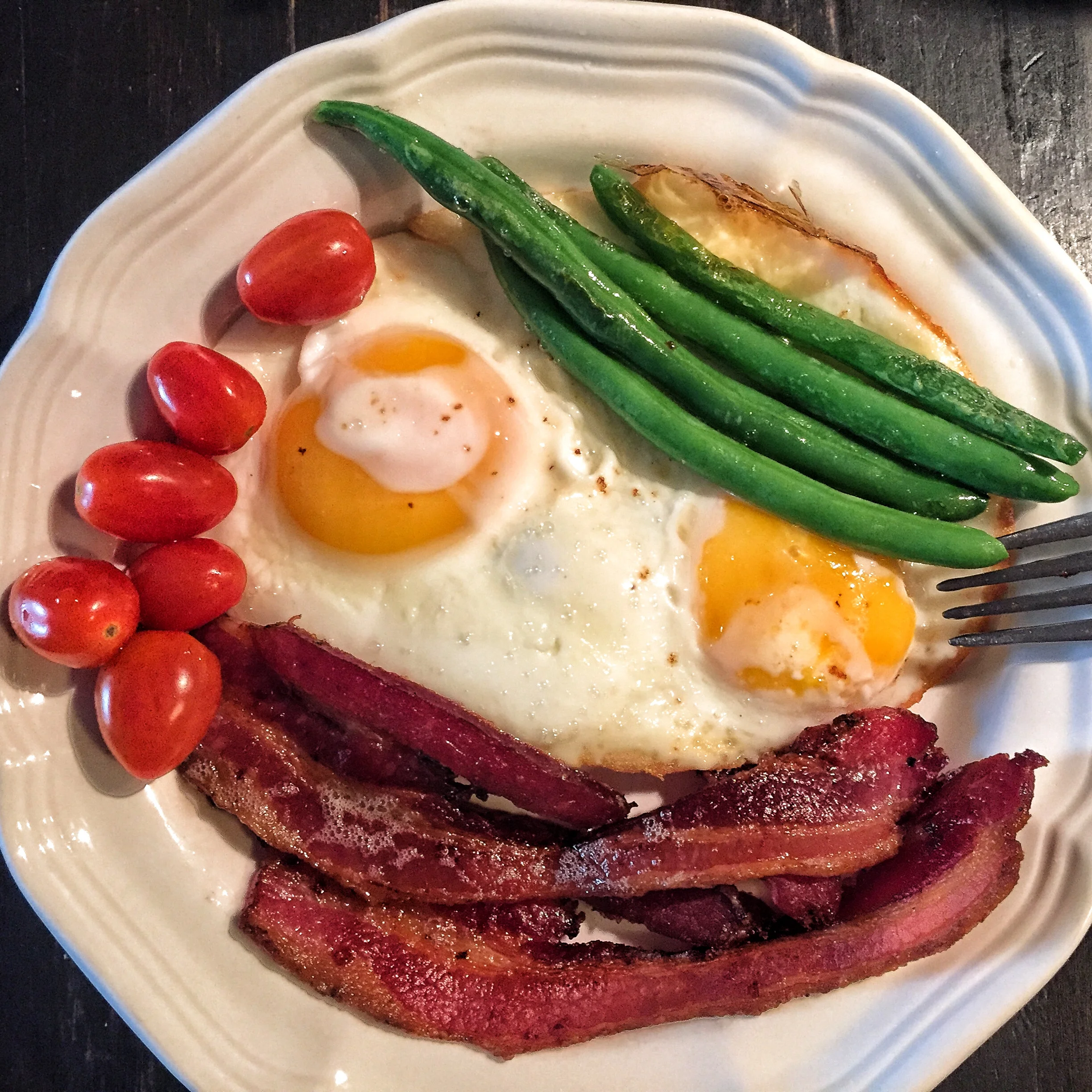 More bacon with vegetables.
