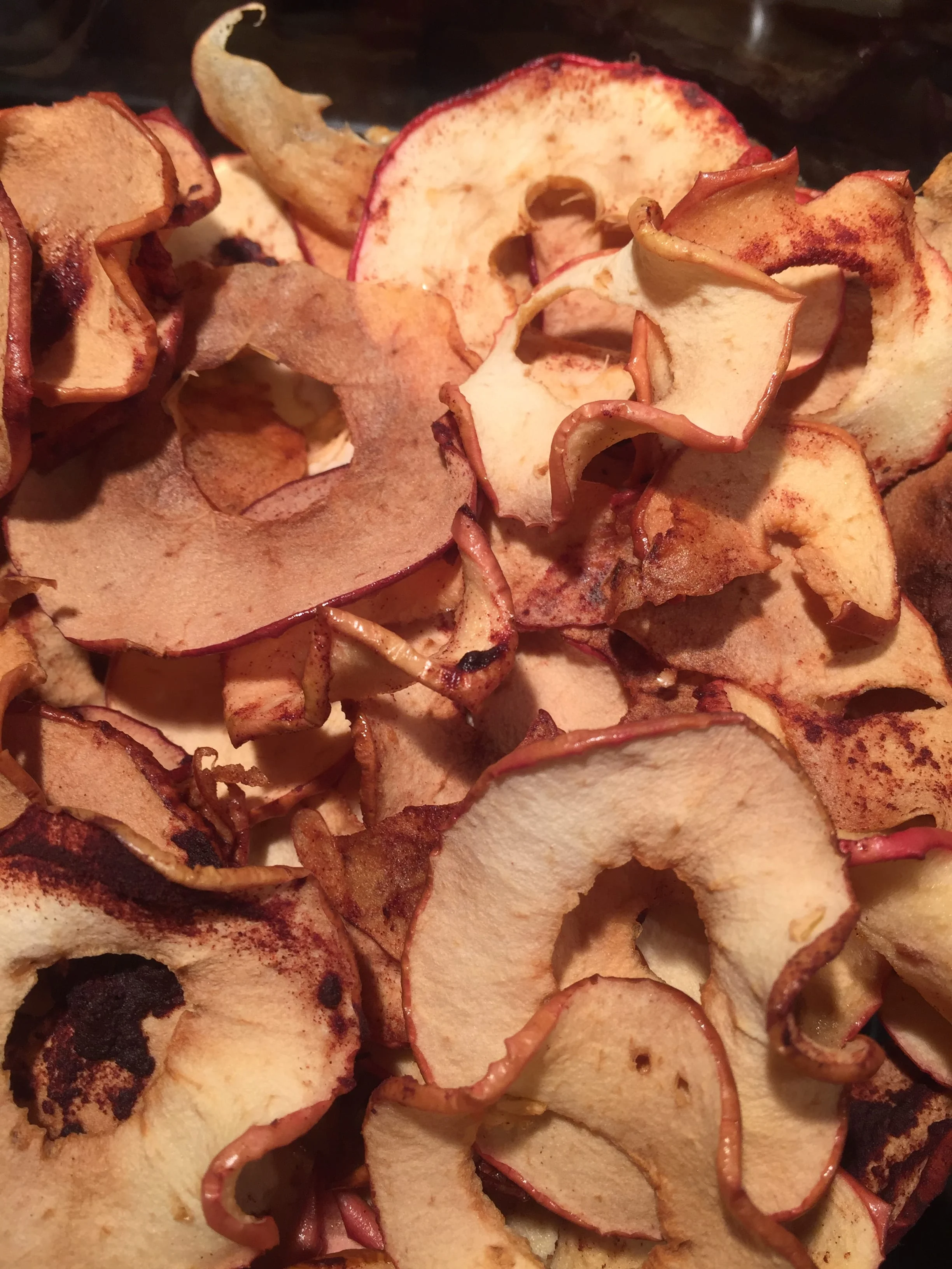 Sliced apples post baking. Note how they curl up.