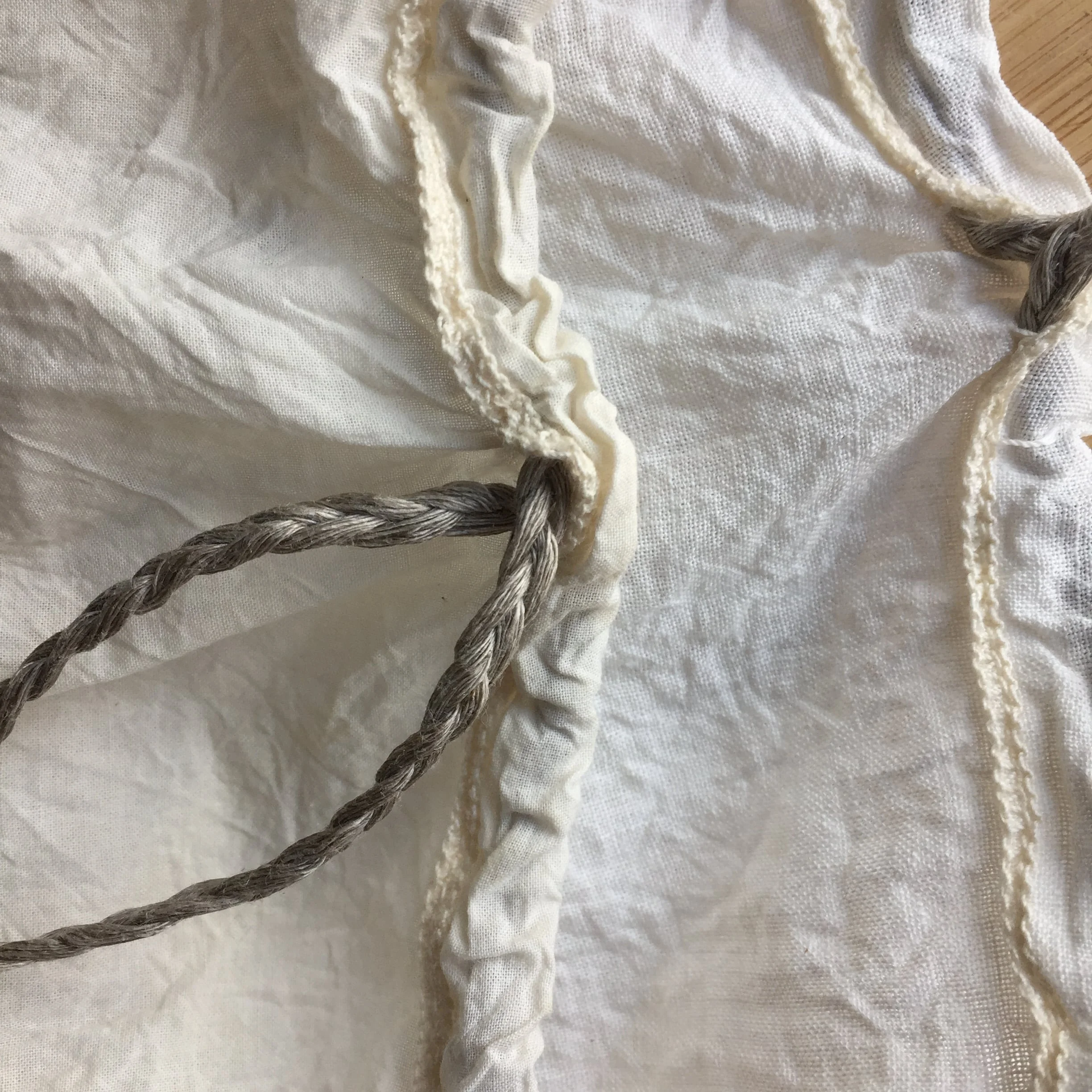 My Big Fat Organic Cotton and Hemp Nut Milk Sacks.Note the slight difference in textile texture.