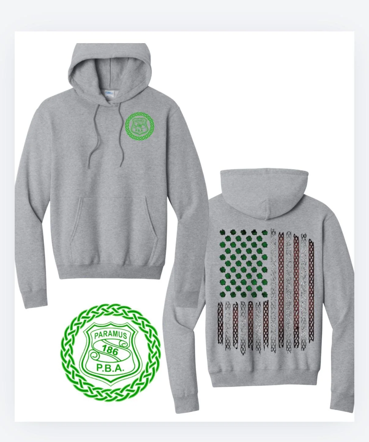 Paramus PBA - St. Patrick's Day PBA Shield : Hoodie (GRAY)