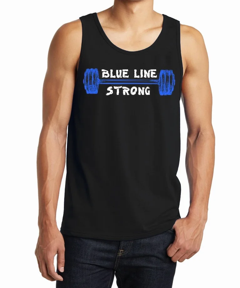 BLB - BLUE LINE STRONG, MEN'S TANK - BLACK