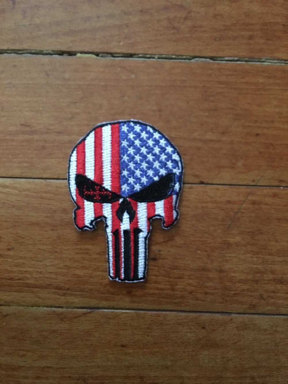 Punisher Distressed American Flag Vintage Looking 5 inch Hook Patch 