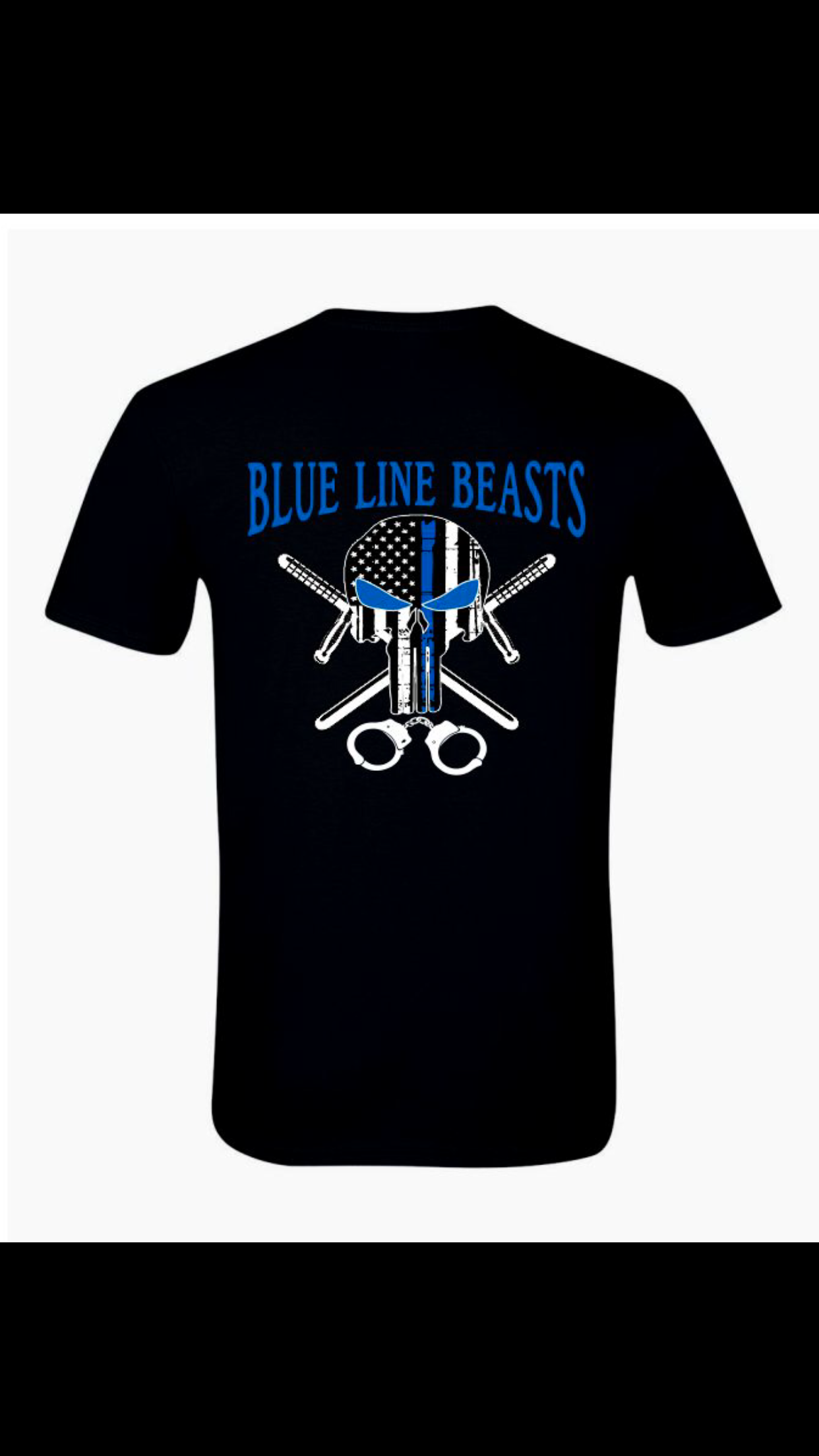 BLB - PUNISHER BATON/HANDCUFF,  MOISTURE WICKING TEE - BLACK