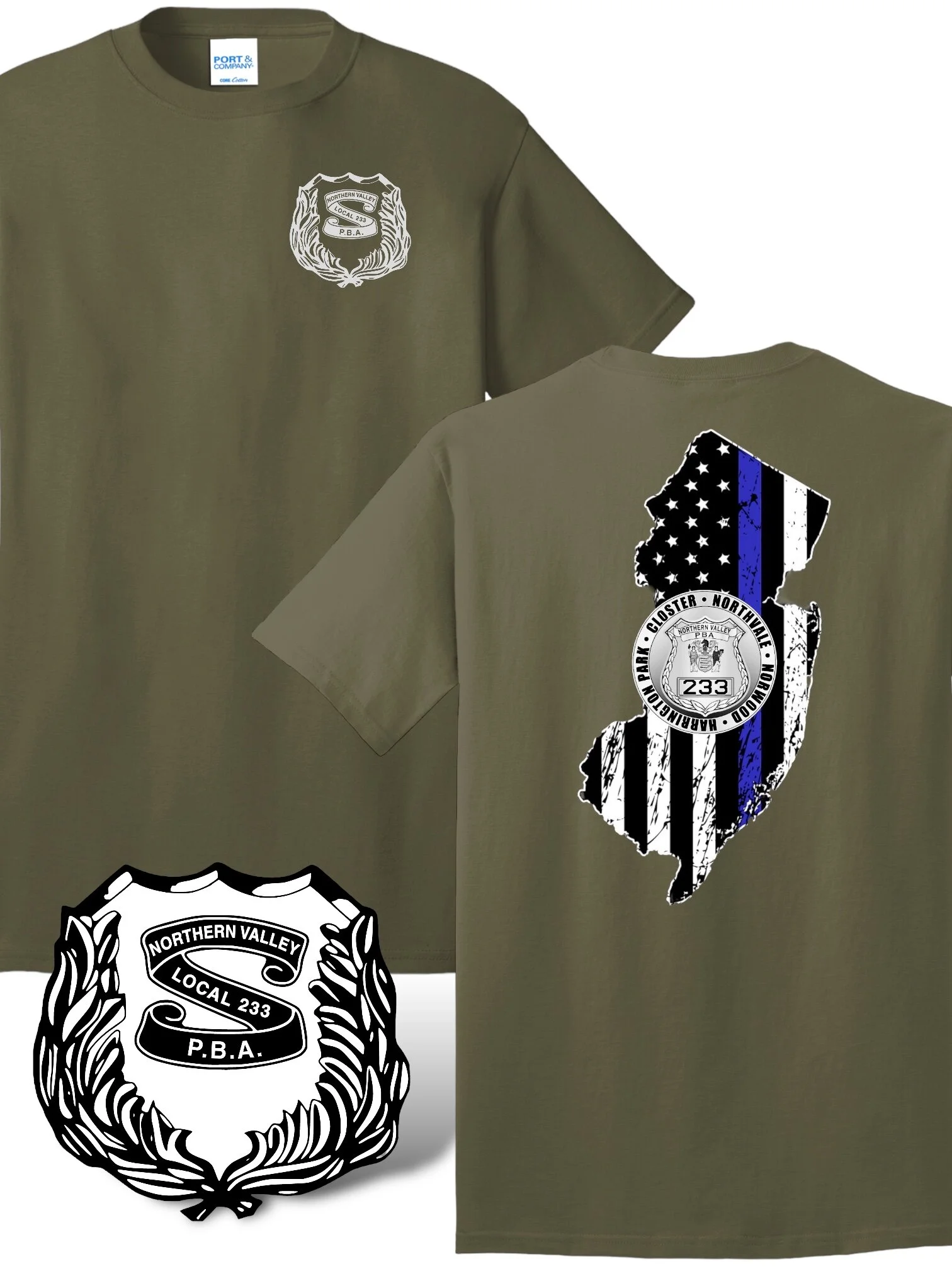 PBA 233 - T-SHIRT, GREEN (NJ BACK)