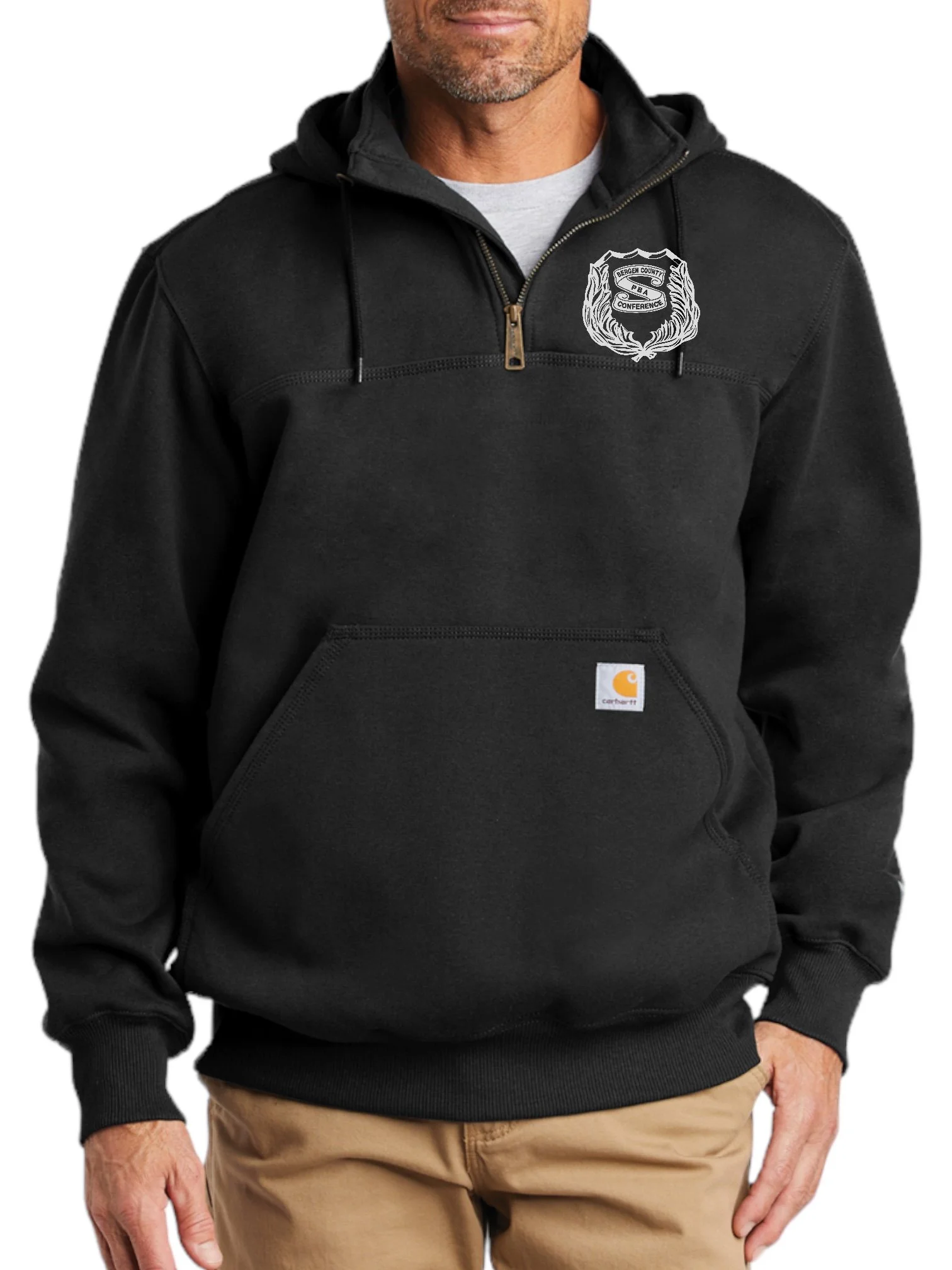BCPBA CONFERENCE - CARHARTT RAIN DEFENDER 1/4 ZIP HOODIE, BLACK