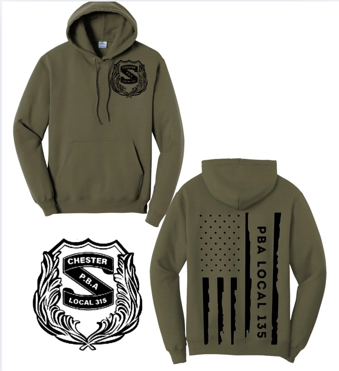Chester PBA FLAG BACK HOODIE GREEN