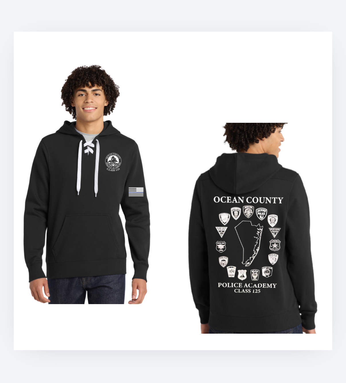 OCEAN ACADEMY lace up hockey hoodie black