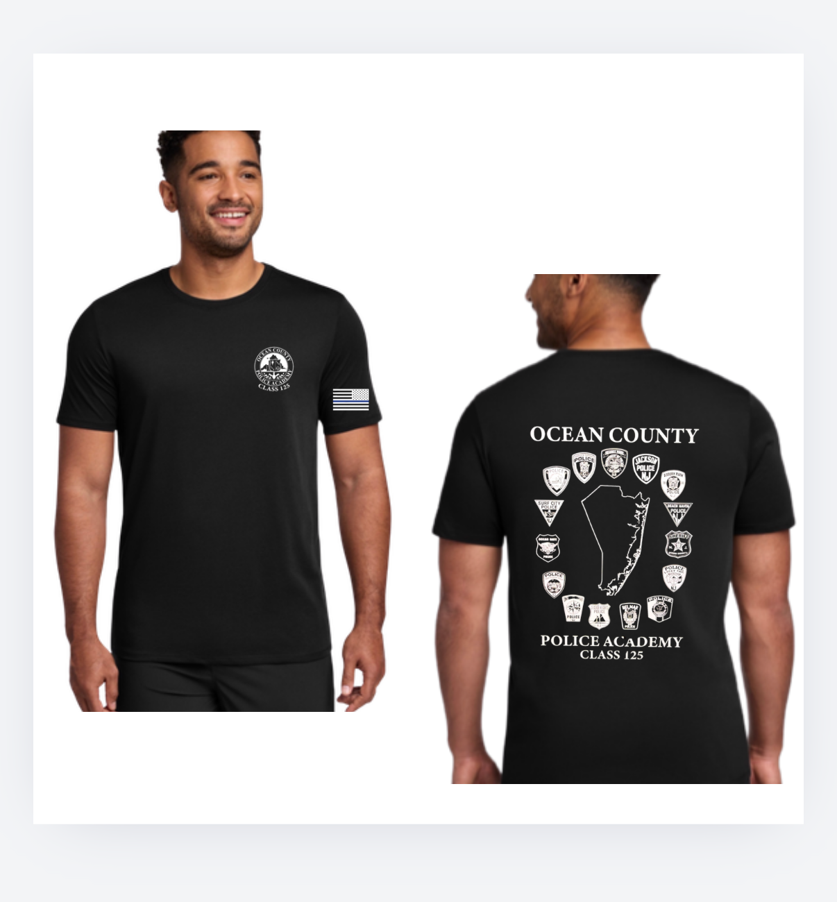 OCEAN COUNTY   black moisture wick tee