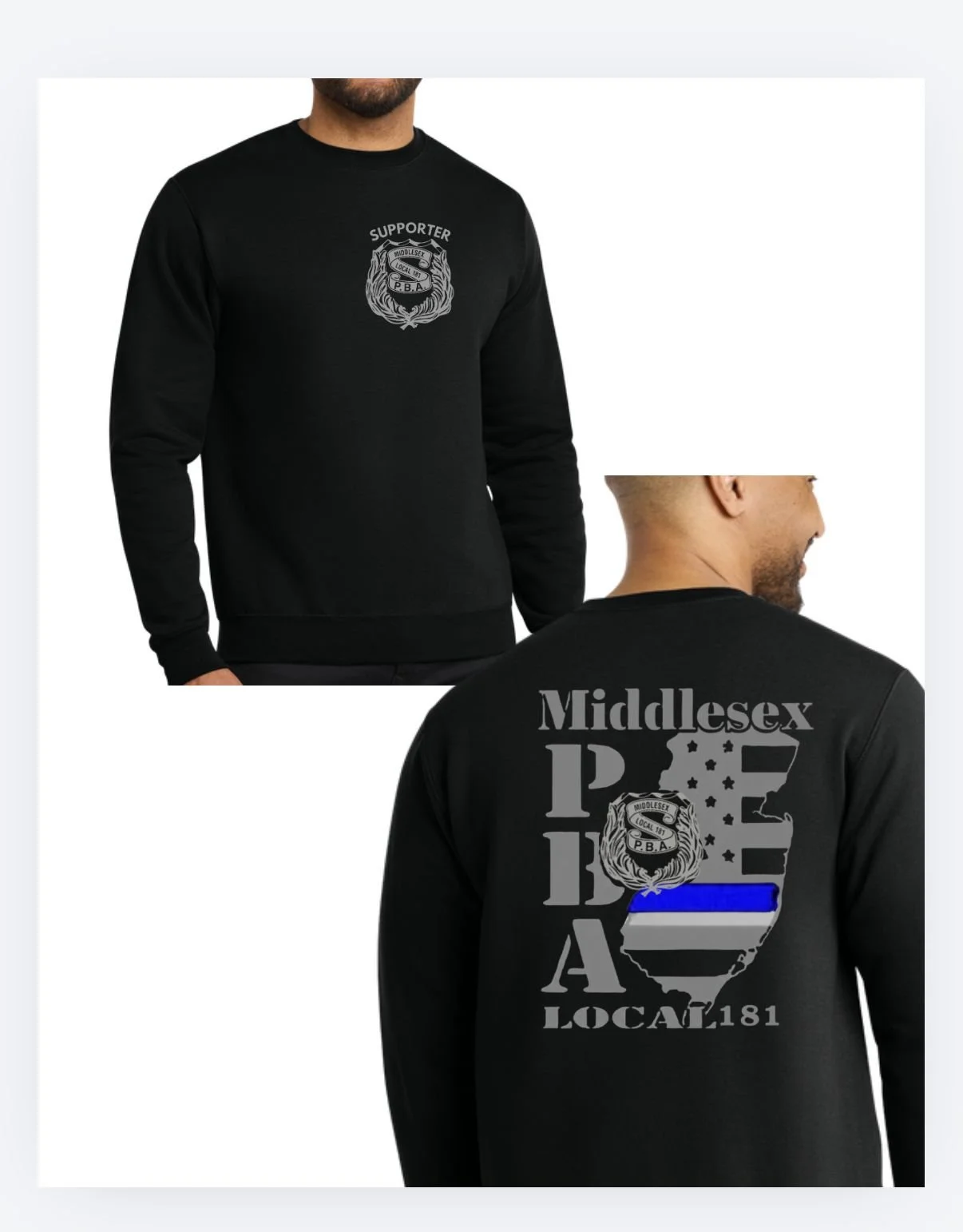 Middlesex PBA Blueline flag CREWNECK black