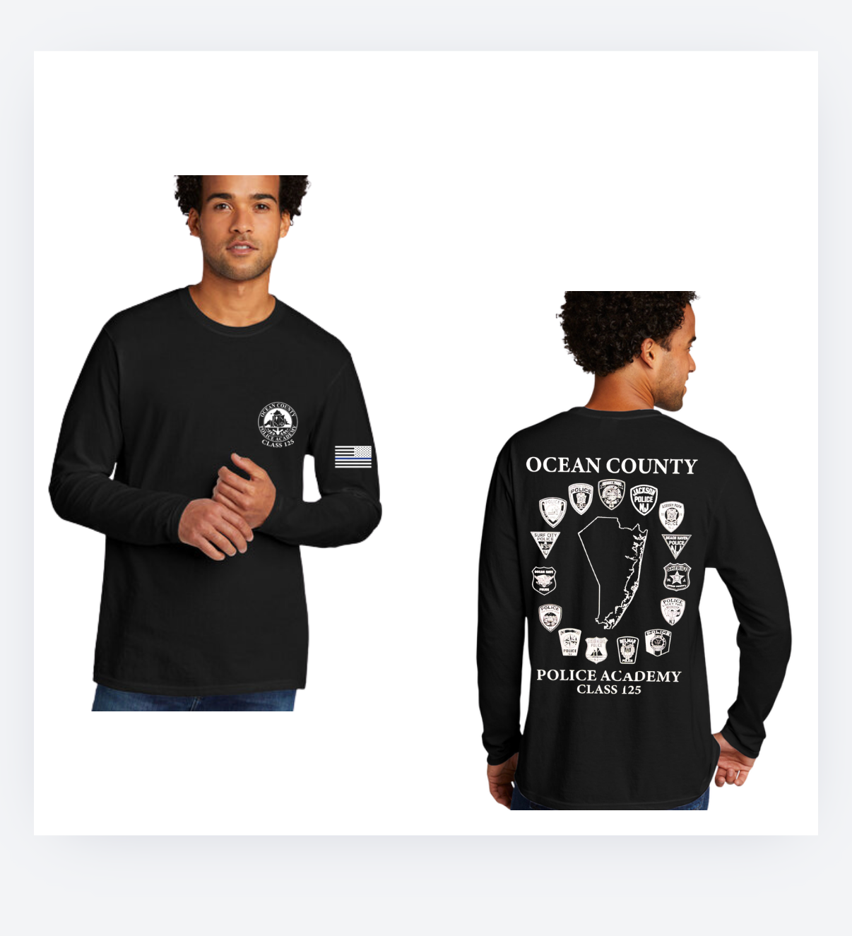 OCEAN ACADEMY  long sleeve tri blend tee black