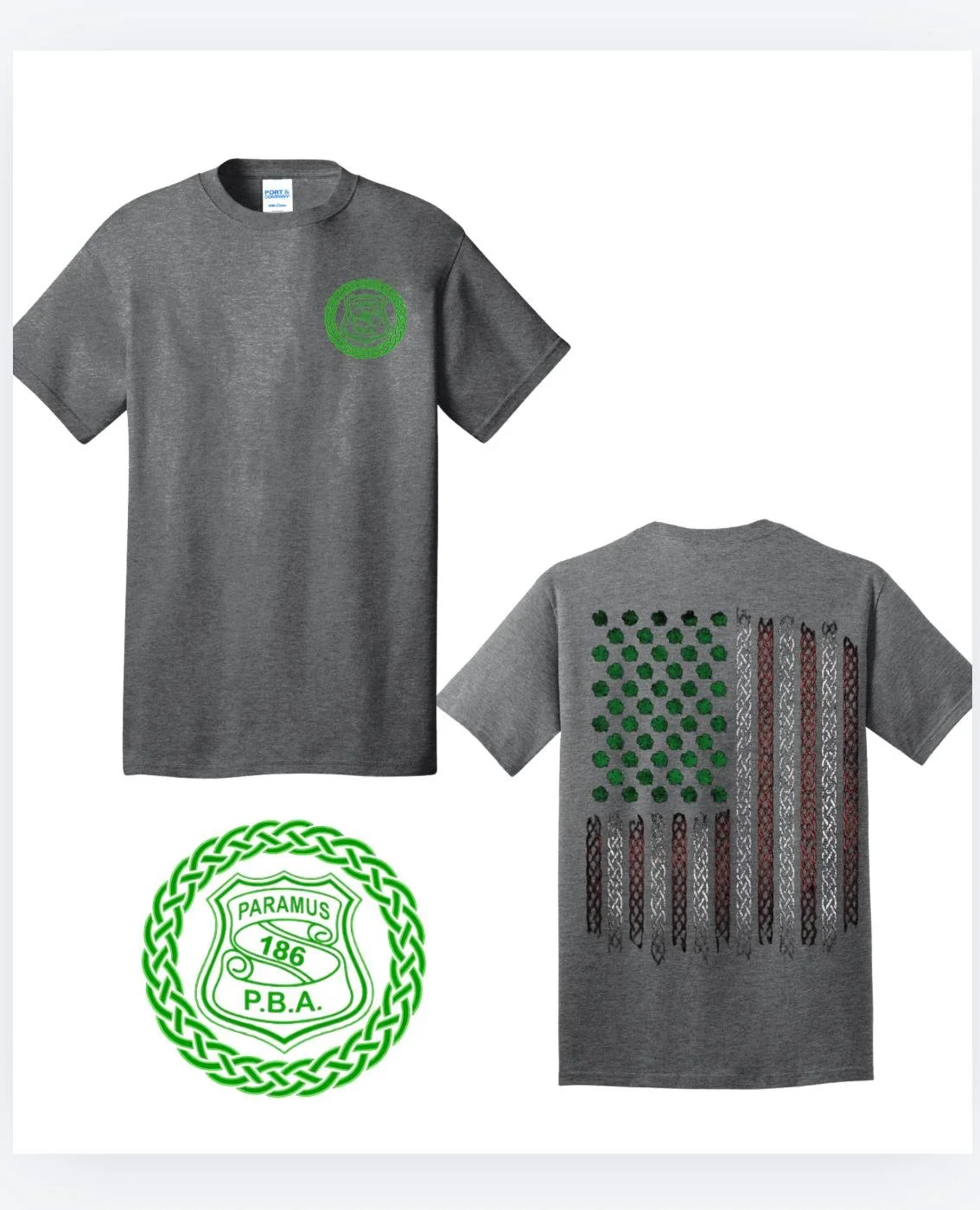 Paramus PBA - St. Patrick's Day PBA Shield : T-Shirt (GRAY)