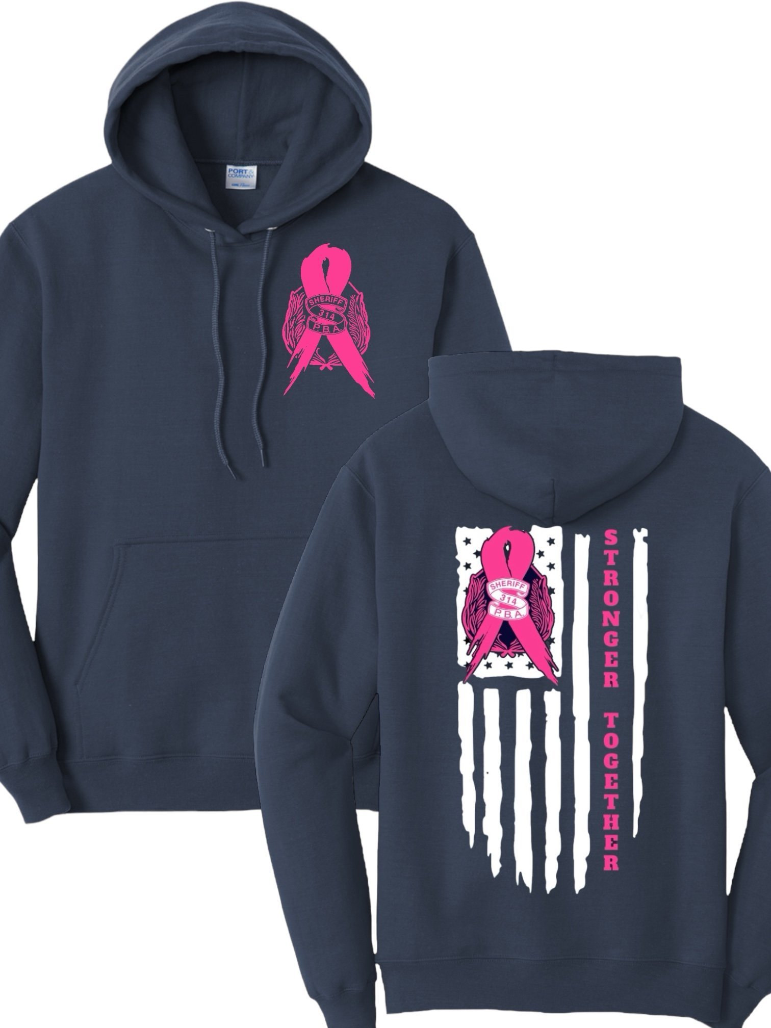 MONMOUTH SHERIFFS PBA - HOODIE, NAVY (BREAST CANCER)