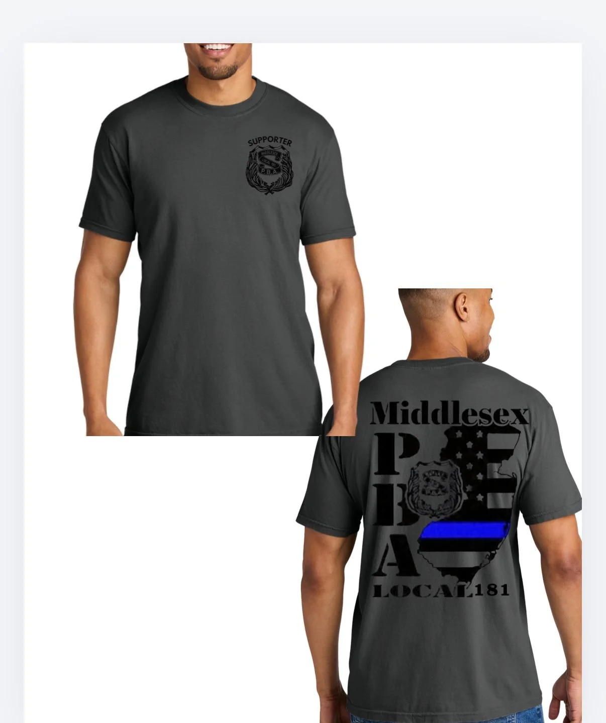 Middlesex PBA TEE gray COMFORT COLORS (1717) HEAVYWEIGHT RING SPUN COTTON