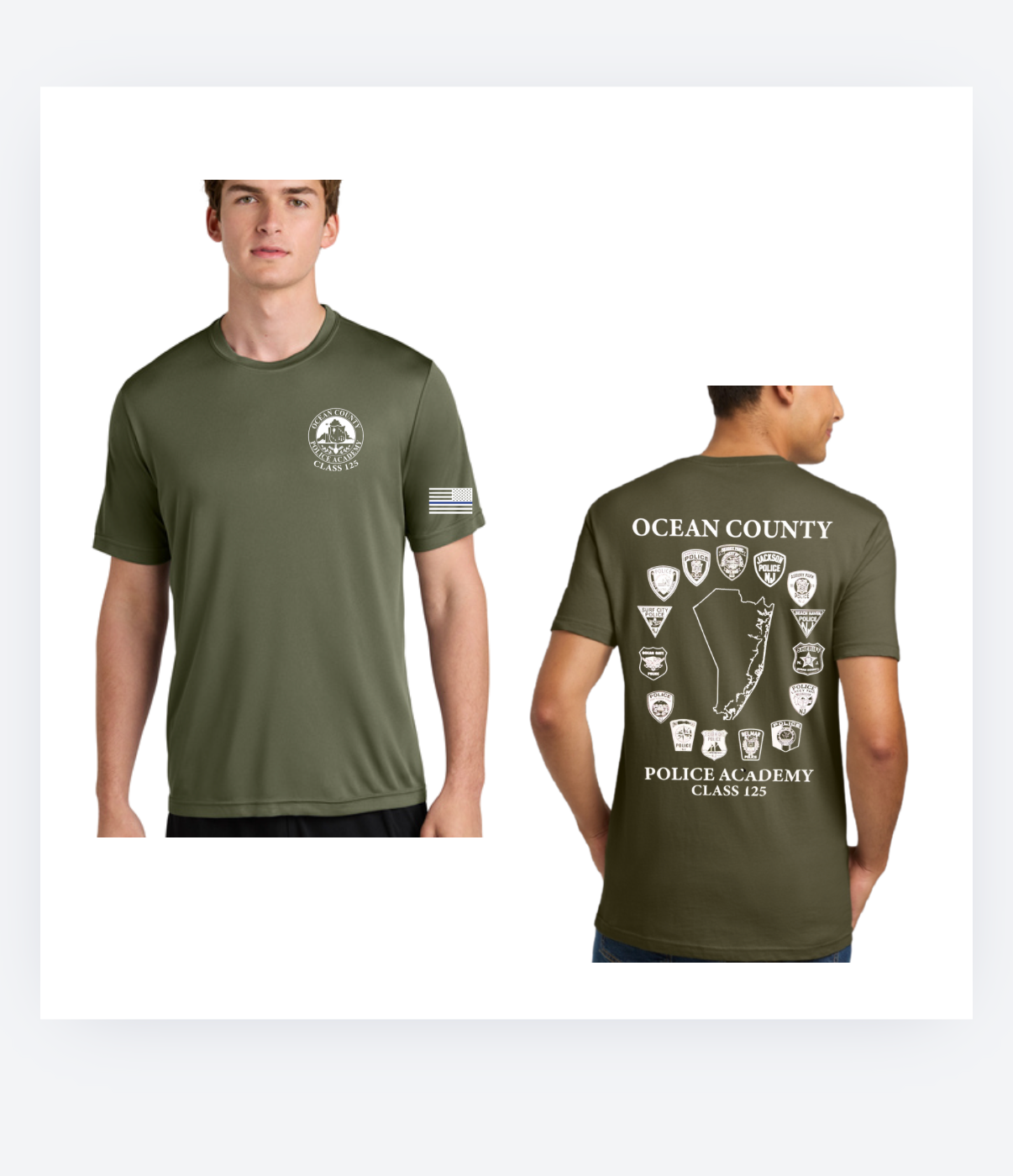 OCEAN COUNTY GREEN  moisture wick tee