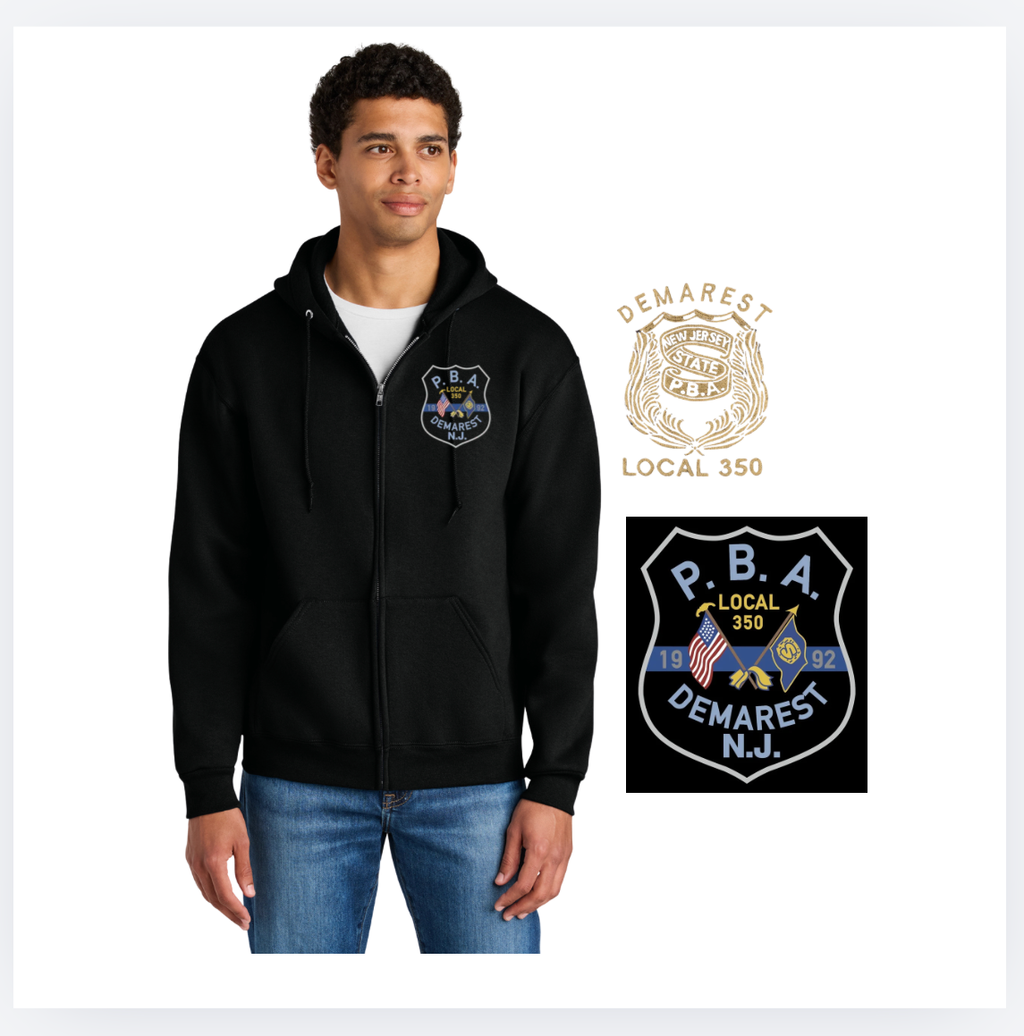 DEMAREST PBA full zip hoodie BLACK/GREY