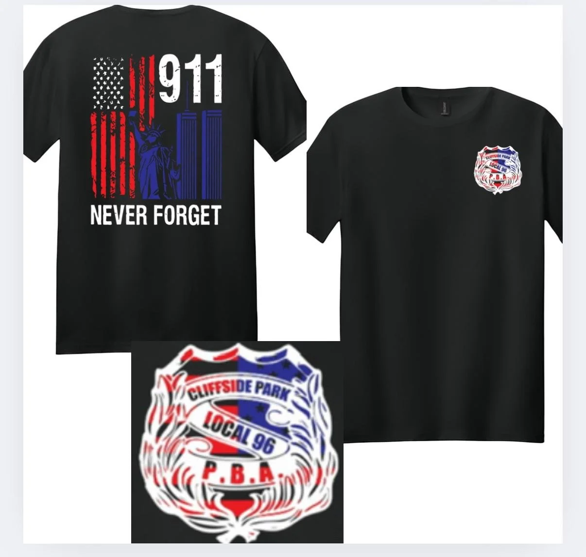 Cliffside Park PBA Moisture Wicking 9/11 Tee