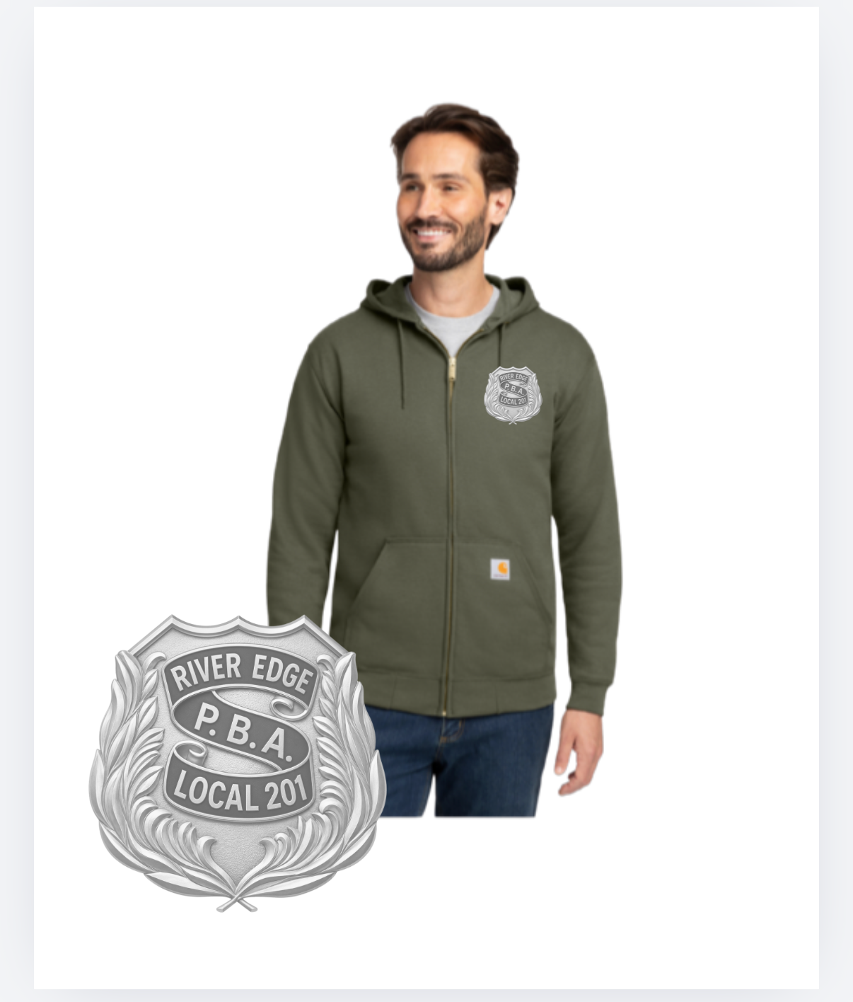 RIVER EDGE PBA Carhartt fullzip embroidered (green)