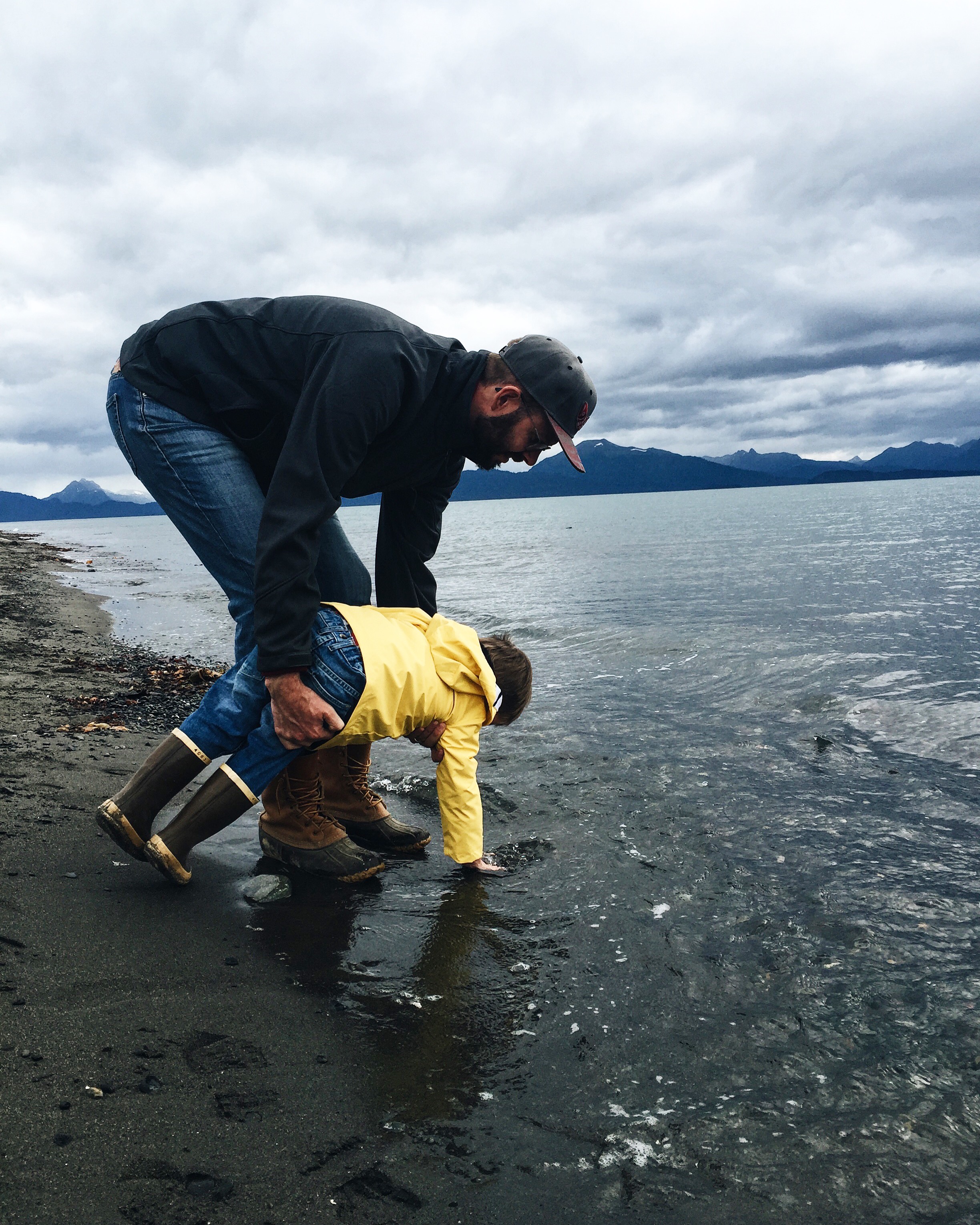 This was Abe's first time touching the ocean! Jeremiah loves deep sea fishing, and this was the first time we've been able to make it up to AK since before Abraham was born, so this was a special moment for sure. 