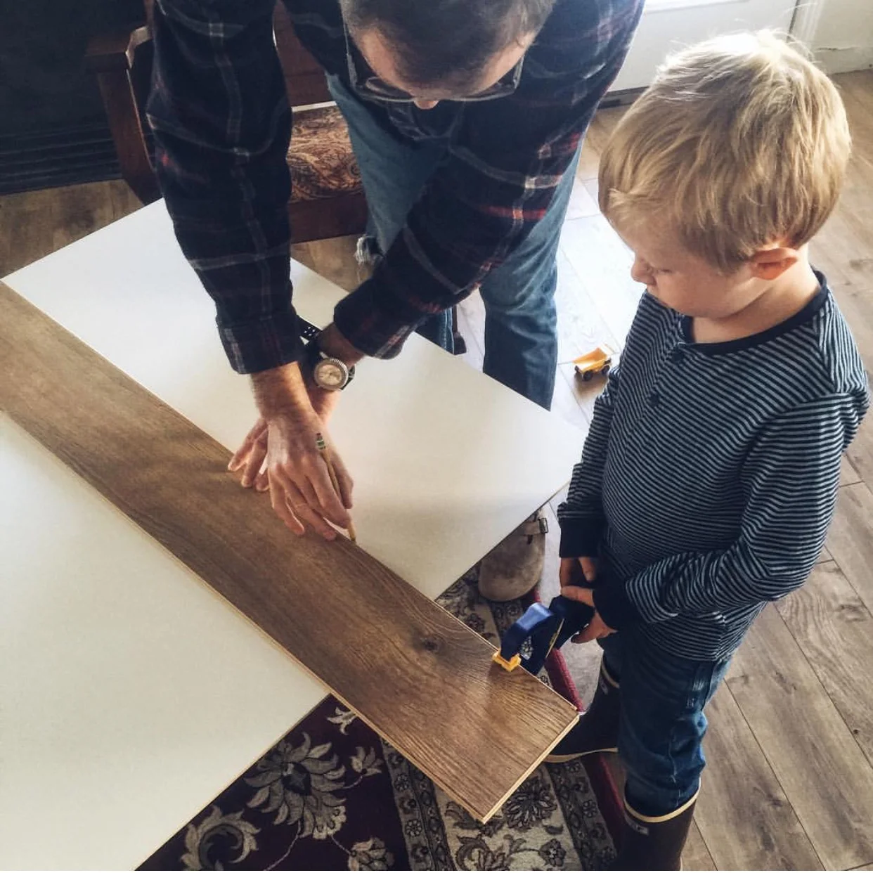 Working with Dad. 