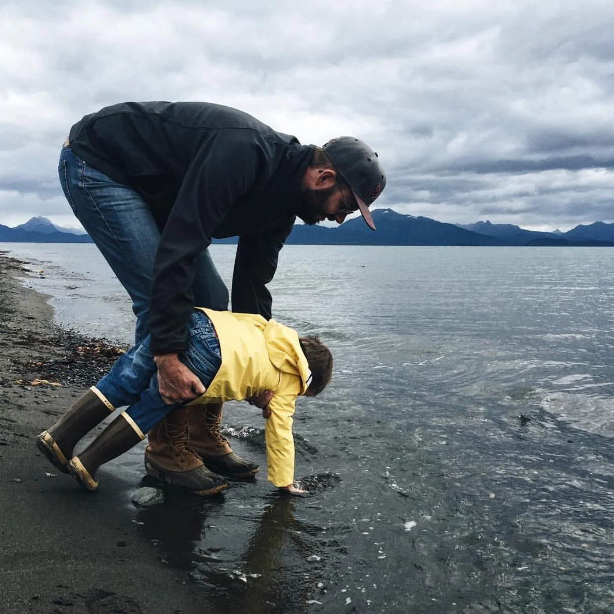 Touching the ocean for the first time.