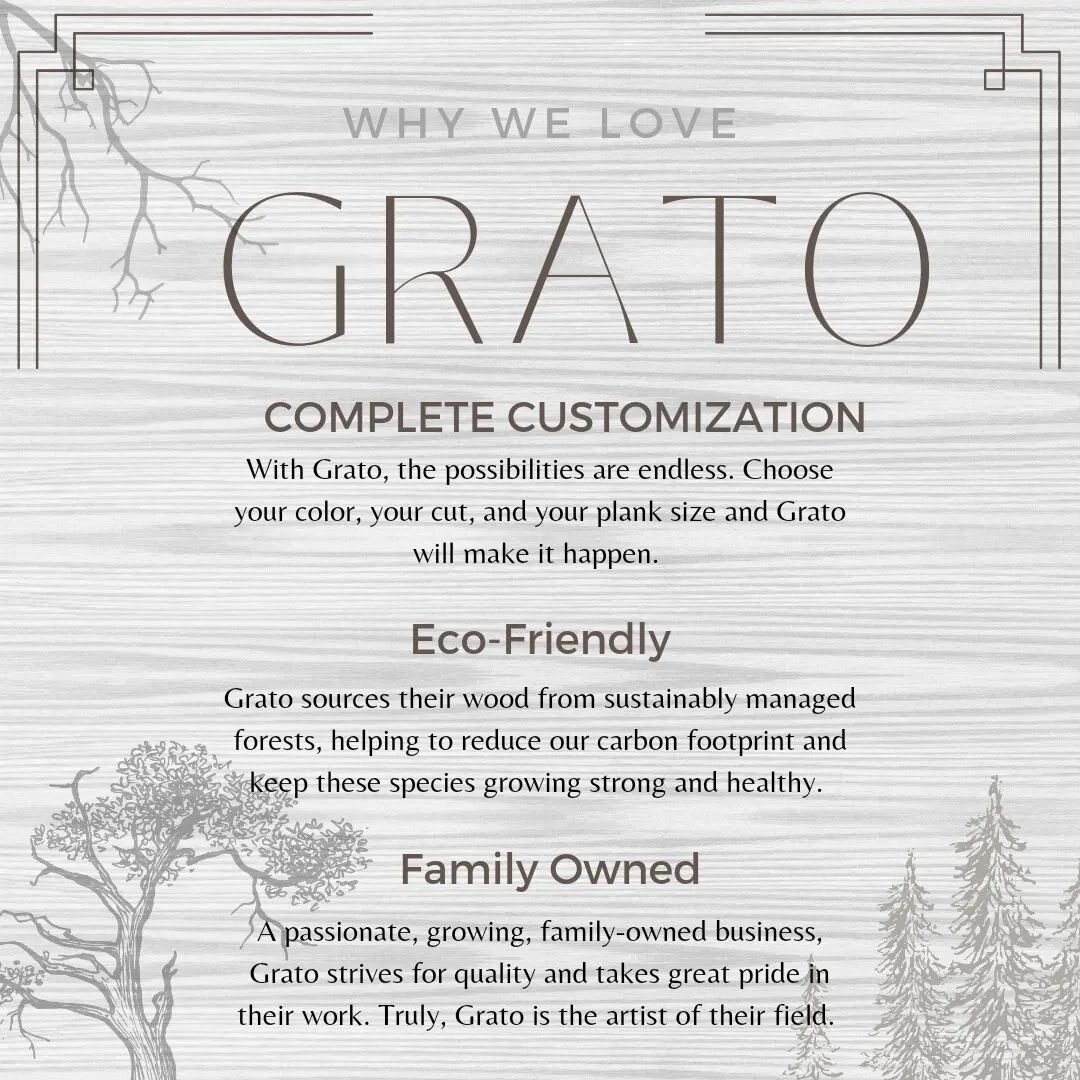 Grato is an absolutely amazing company and one of our favorites to work with. They deliver quality over all else. If you have a project coming up, consider using Grato for your hardwood needs! 

#atxsmallbusiness #atxhomes #supportsmallbusiness #shop