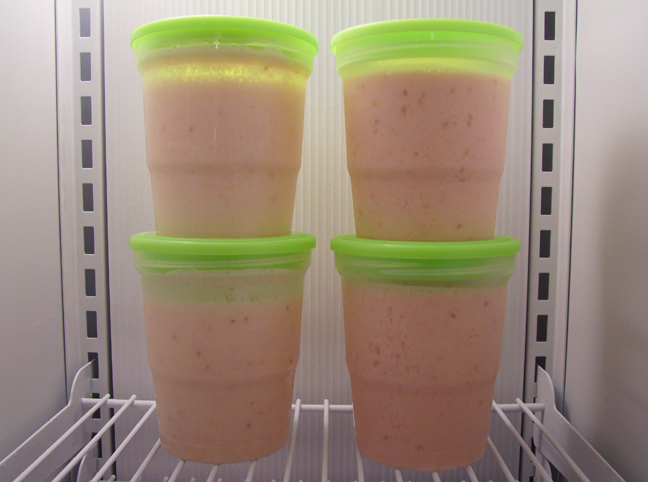 Freezer Smoothies: store in plastic freezer jars