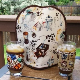 Architecture of Coffee French press cozy, available at KoffeeKompanions.com , has heavyweight 3M™ Thinsulate™ insulation and a Velcro™ closure at top to keep your French press coffee hotter, longer.
