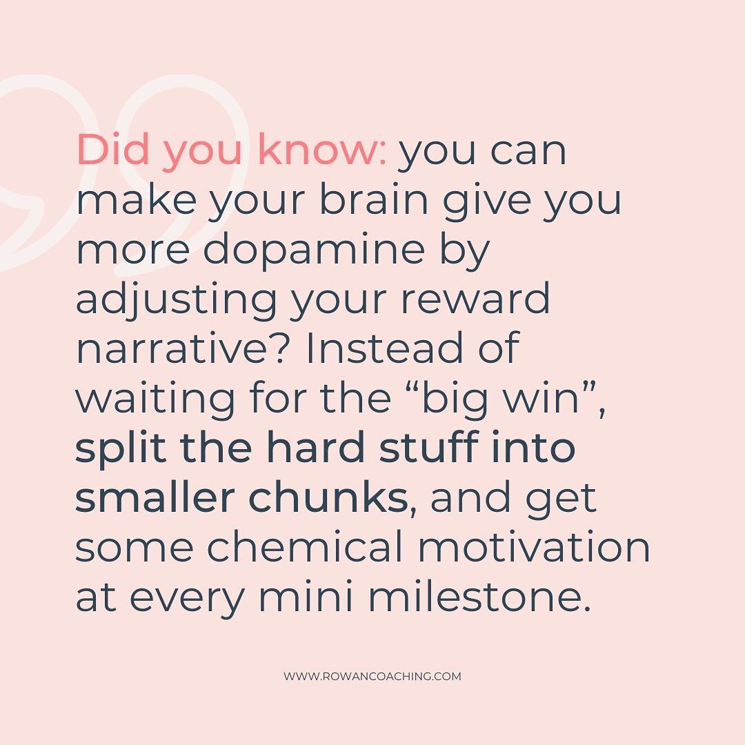 There is absolutely no good reason not to train your brain to dispense the good shit at more regular intervals, *especially* since what we FEEL biologically determines how (and whether!) we ACT! 🧠🦾💥🙌🏼 #rowancoaching #braincoach #neuroscience #co