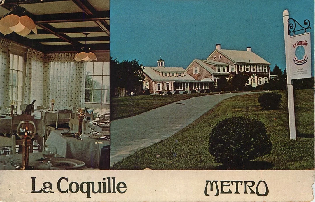 A postcard for the La Coquille Restaurant and Metro Cafe from the 1970s