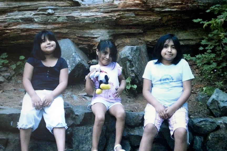Jay (right) had been depressed since he was 4. In photos, he grimaced while his sisters Maria (left) and Angie (center) smiled. (Family photo)