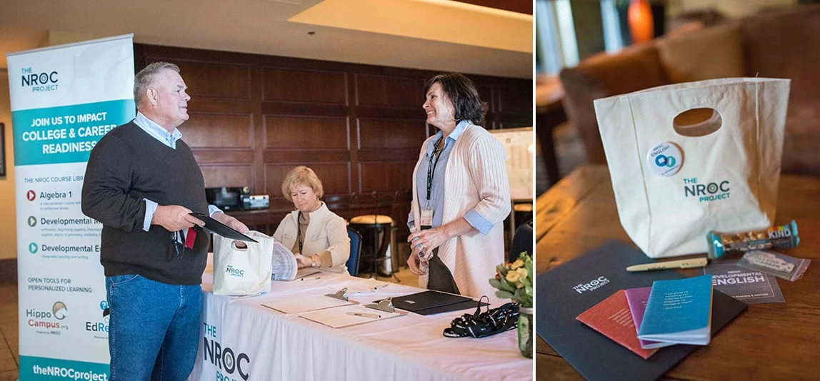 The toolkit was also shared as a credit-card-sized flash drive in conference bags. Our work has included designs for conference signage, name tags, and collateral.
