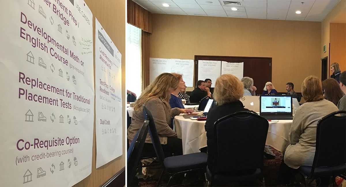 Custom-printed giant sticky-pads define key ideas and offer a tactile way to document group thoughts.