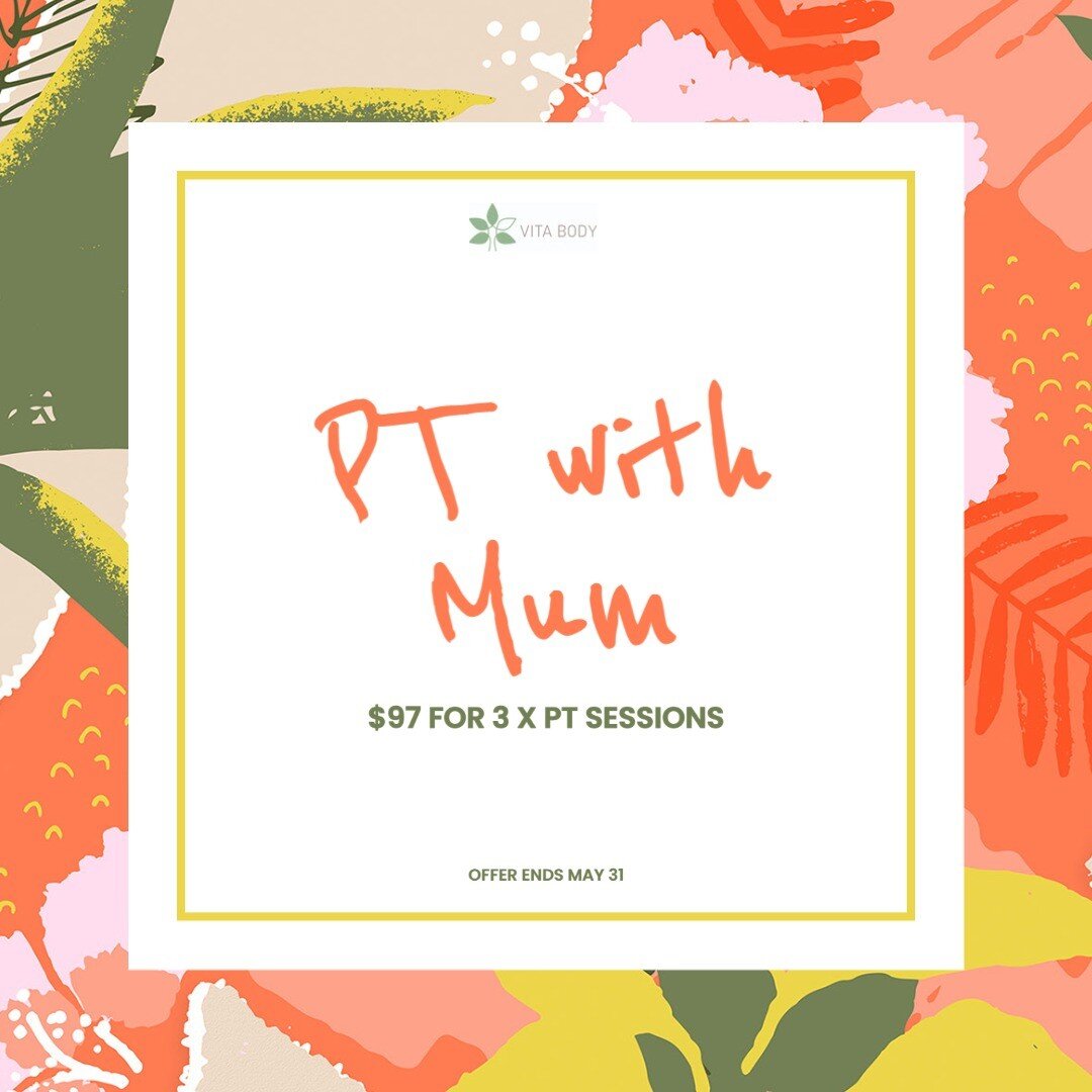 Gift Mum an experience! 
3 x Partnered PT sessions with either Coach Jordan or Coach Brooke. 

Book with Brooke https://vitabody.as.me/Mothers-Day-with-Brooke

Book with Jordan https://vitabody.as.me/Mothers-Day-with-Jordan

Available until end of Ma