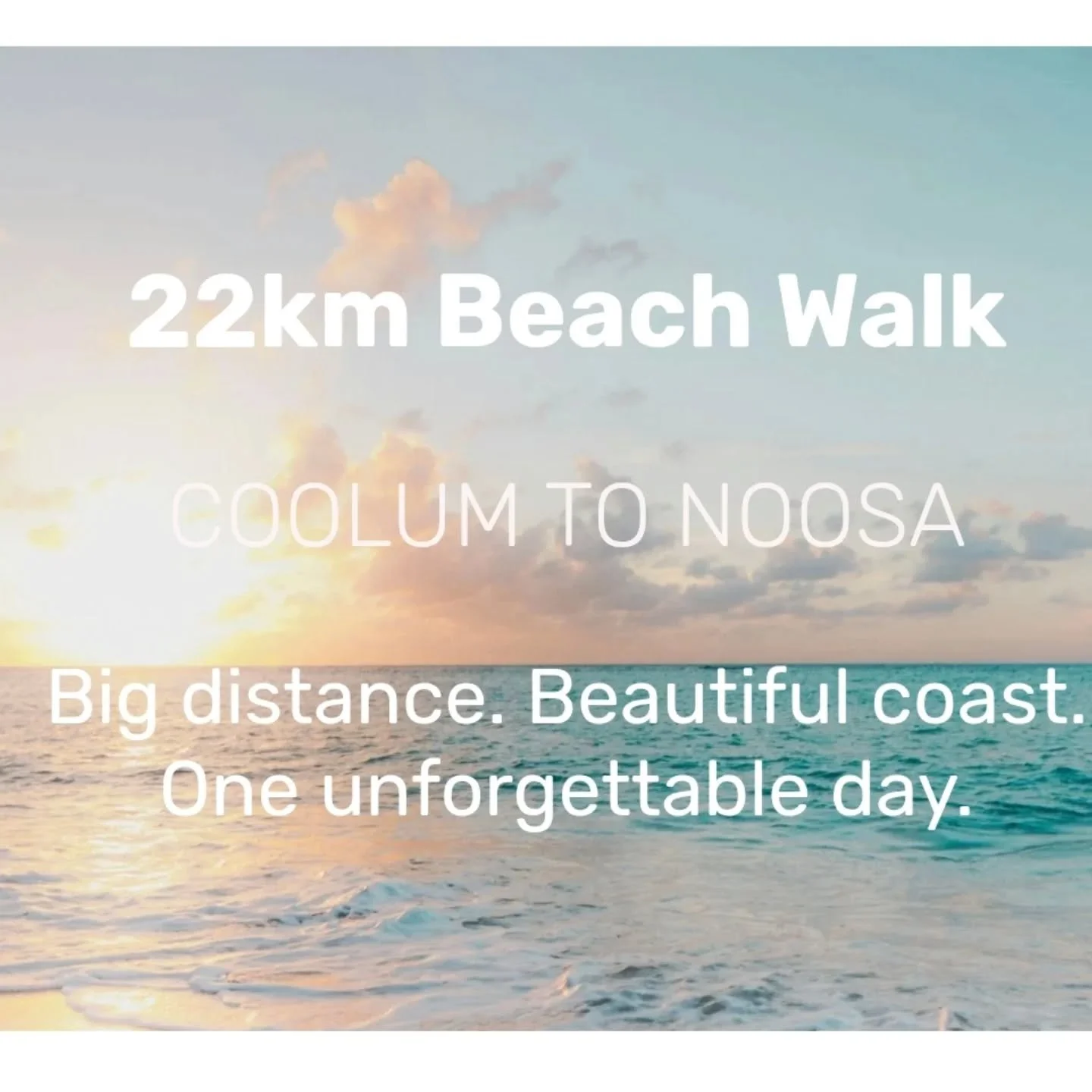Saturday 8 august 2026
This is a day for the ones who want more than a gym session. 

22km from Coolum, north along the sand through Peregian, a proper sit-down lunch at Sunshine Beach, and finishing on the spectacular Noosa headland with cold drinks