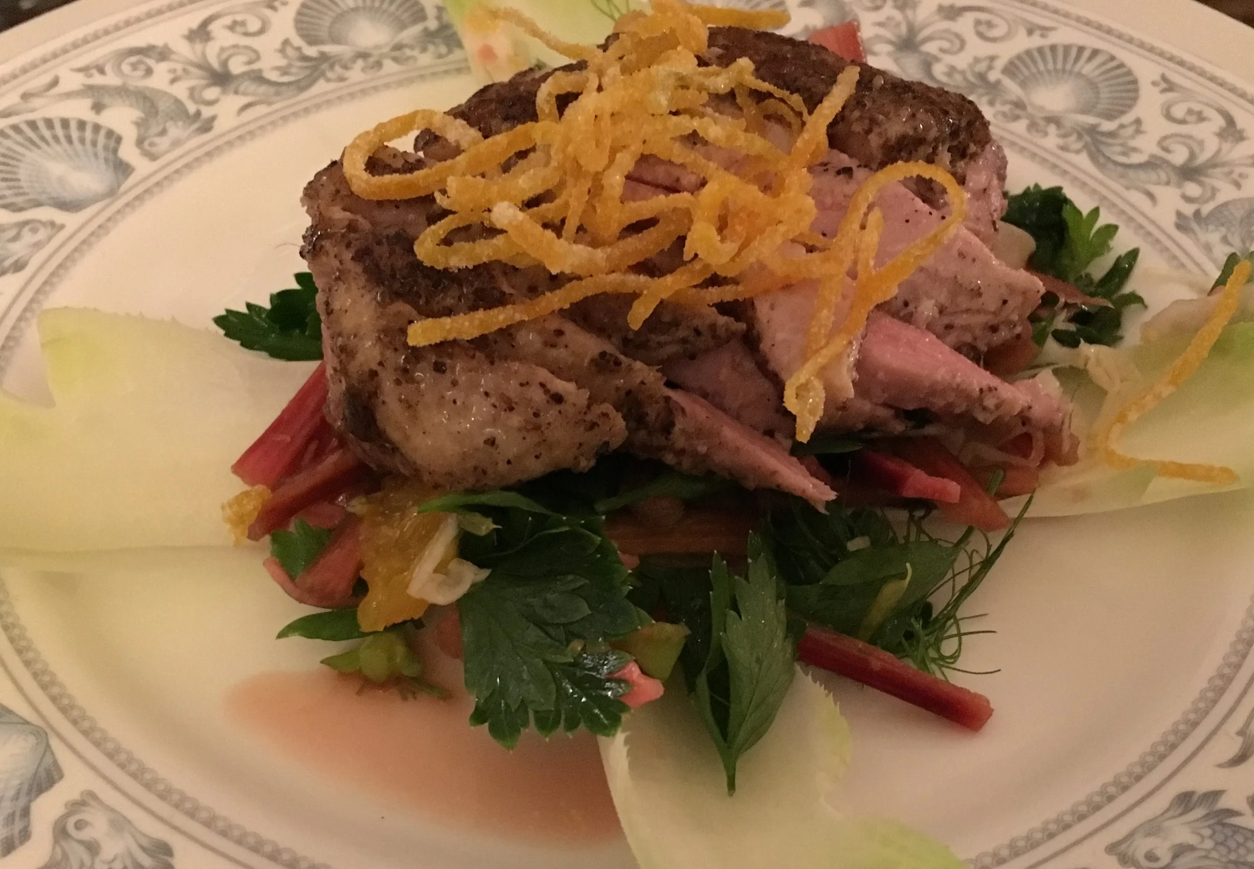 STAR ANISE DUCK BREASTS WITH PICKLED RHUBARB ....