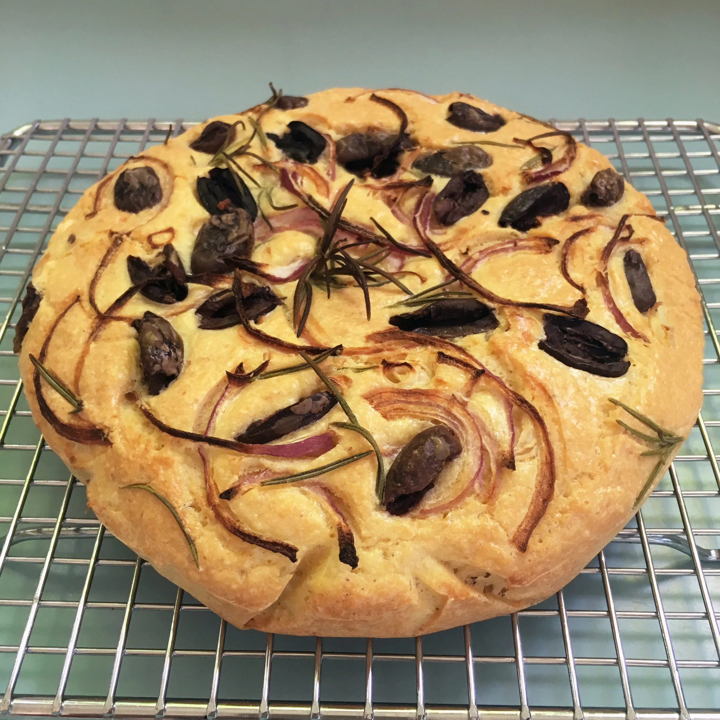 REVENGE ALMOND FOCACCIA WITH ROSEMARY AND OLIVES