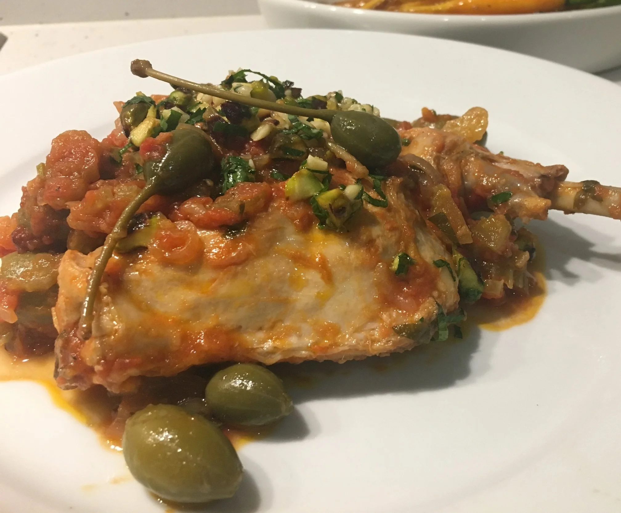 BRAISED RABBIT WITH OLIVES AND CAPERBERRIES