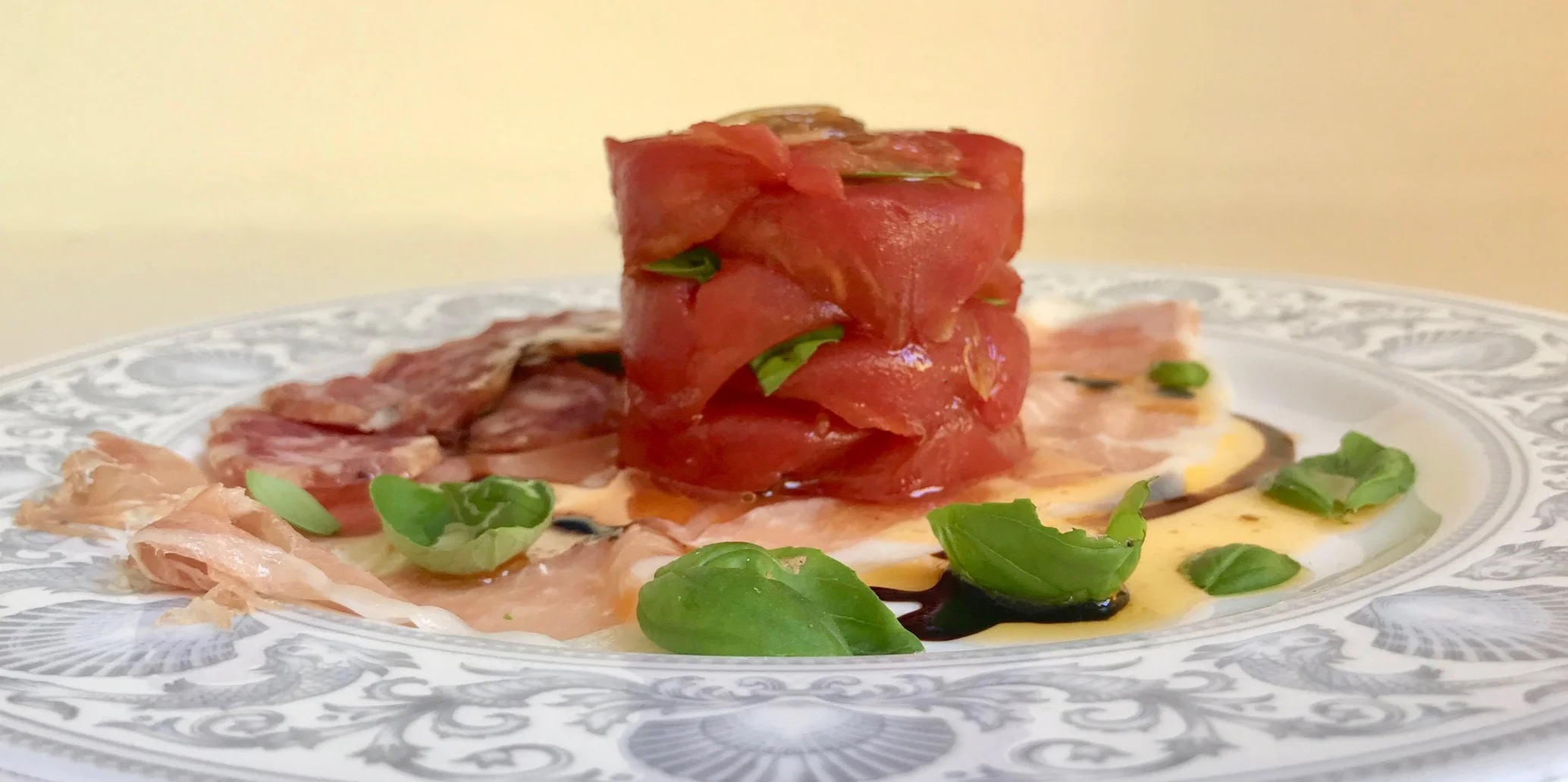TOMATO AND BASIL STACKS WITH TOMATO ESSENCE 