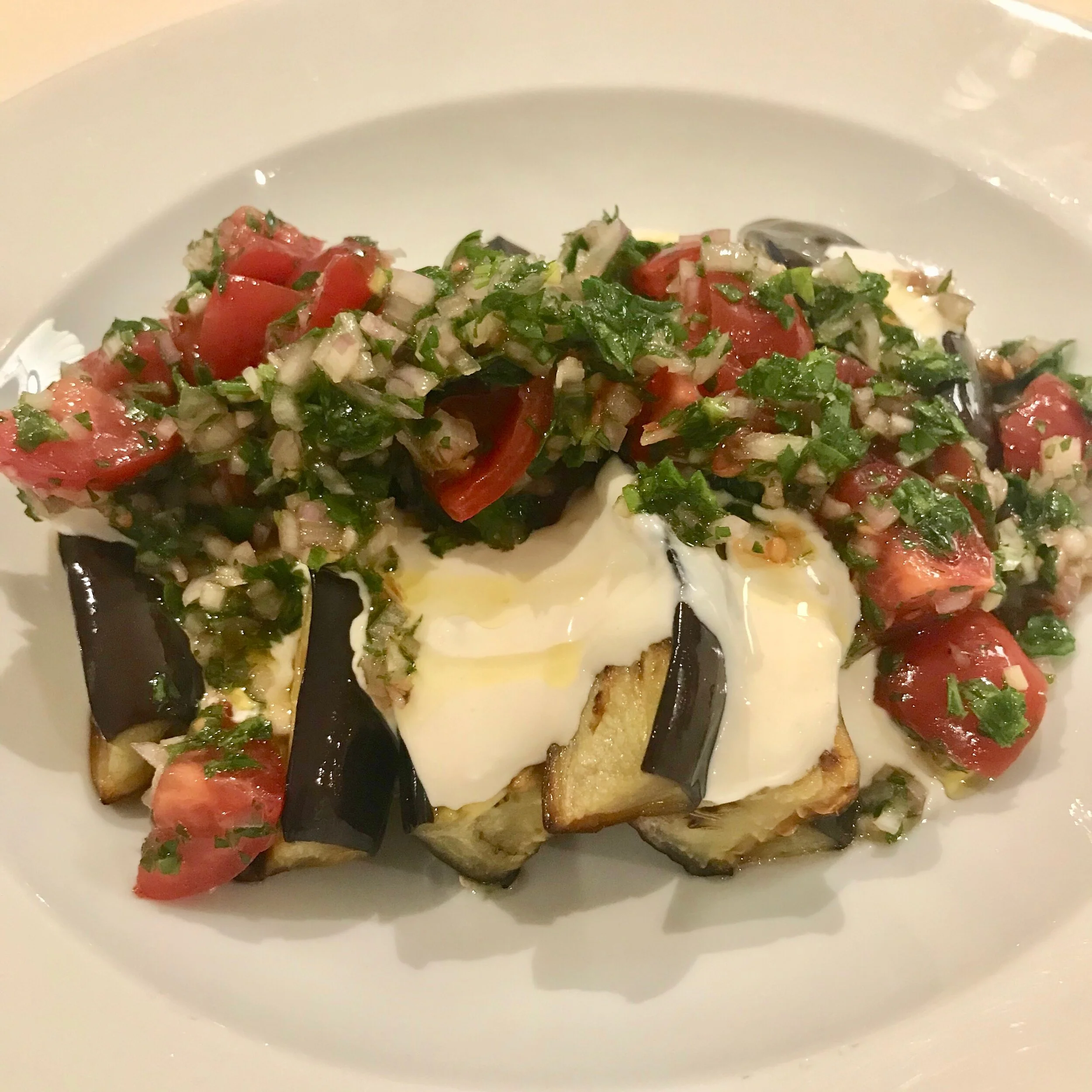 EGGPLANT SALAD WITH YOGHURT-TAHINI DRESSING