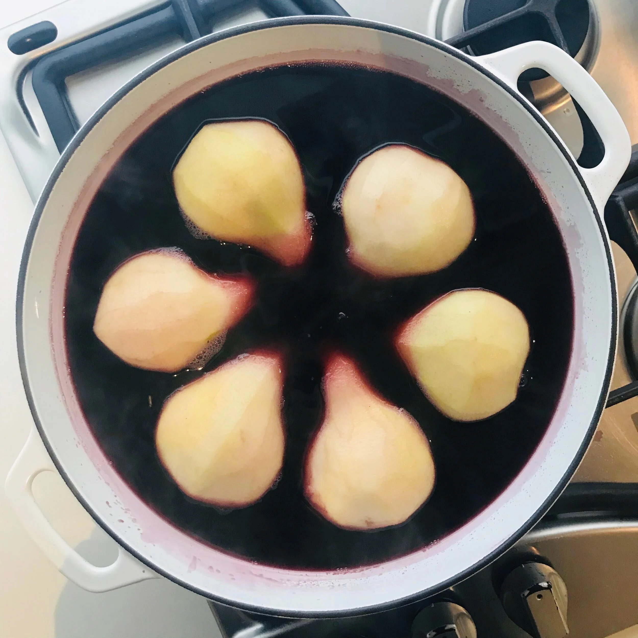 RED WINE POACHED PEARS — THE COELIAC'S REVENGE