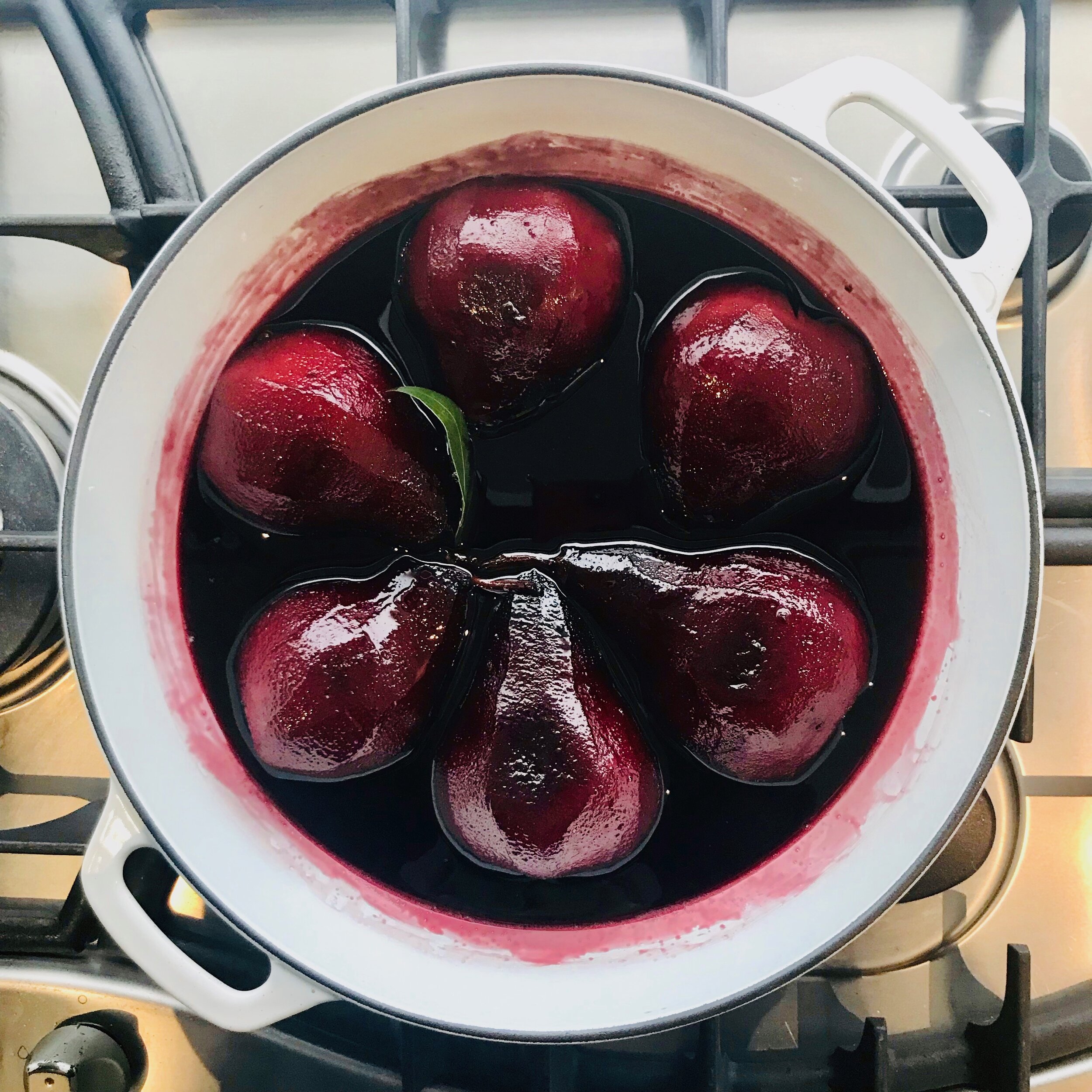 RED WINE POACHED PEARS — THE COELIAC'S REVENGE
