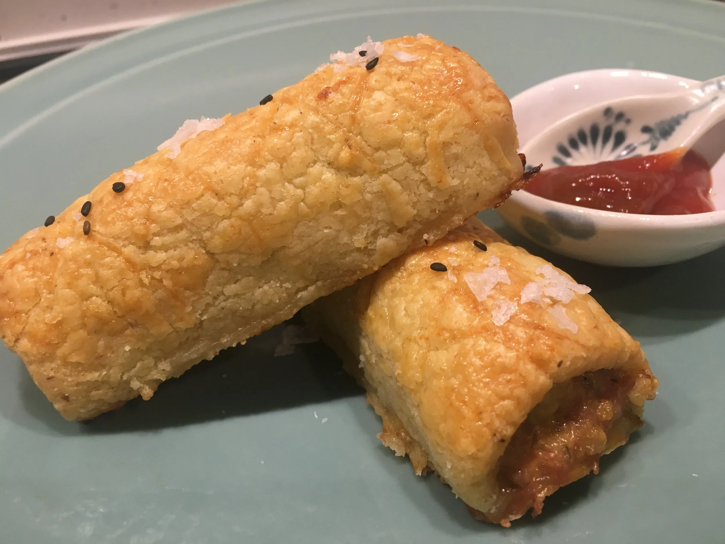KUMERA AND CHICKPEA SAUSAGE ROLLS